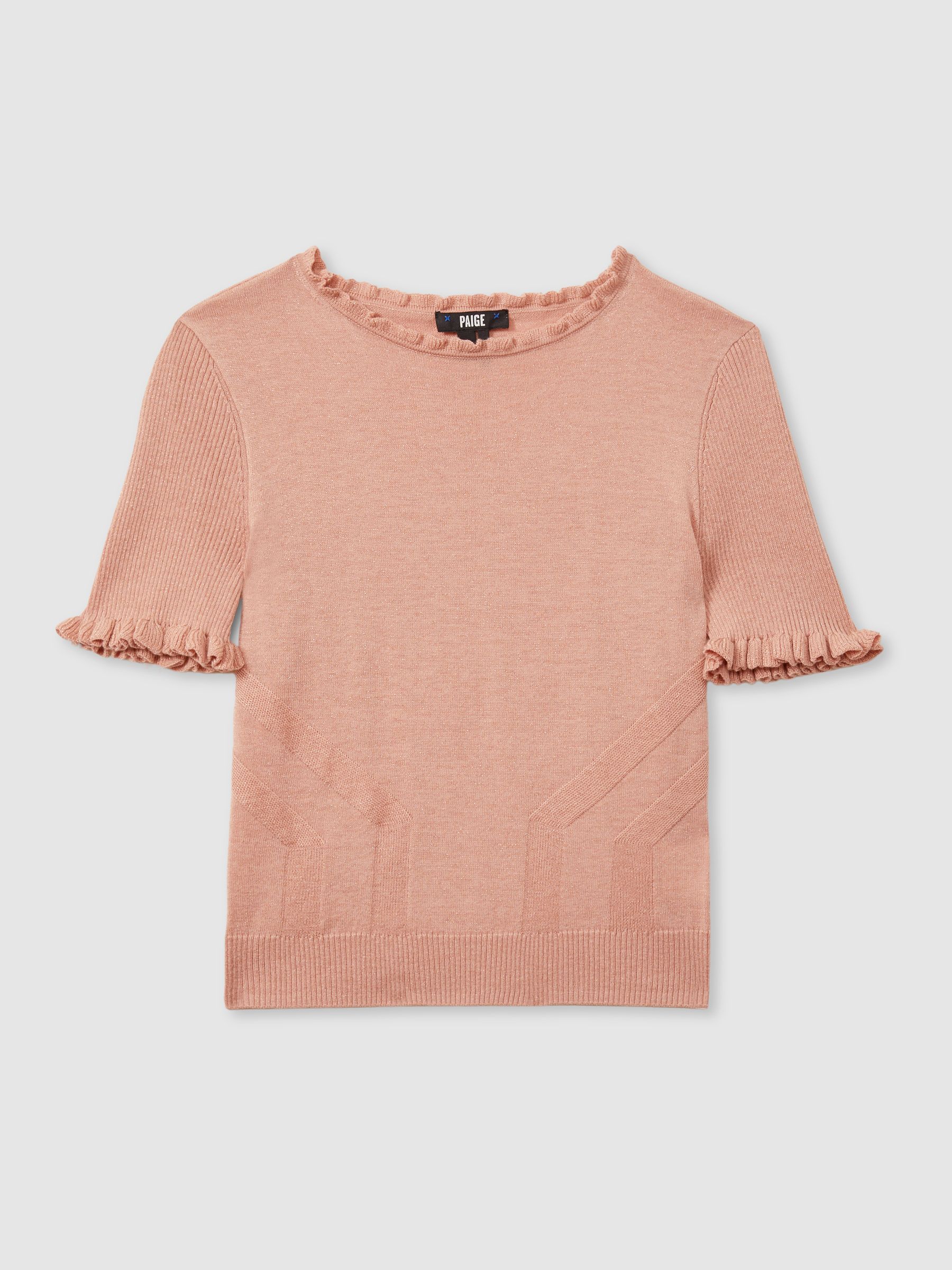 Triste Peach Paige Peach Metallic Ruffle Trim Top - Image 2 of 6