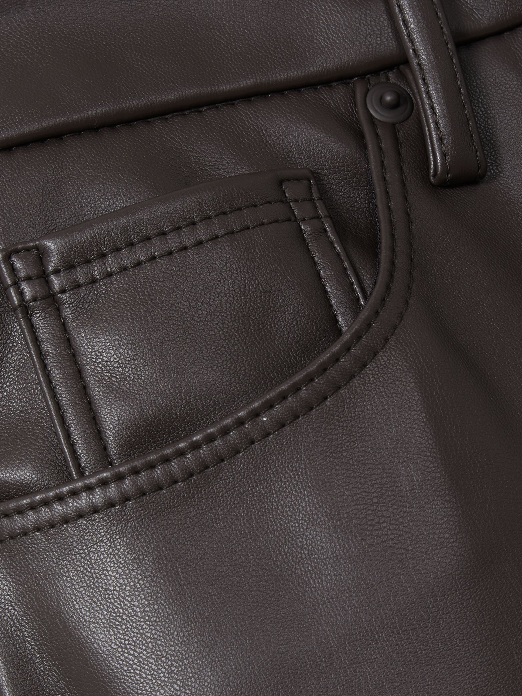 Good American Faux-Leather Straight-Leg Trousers in Black/Brown - Image 6 of 6
