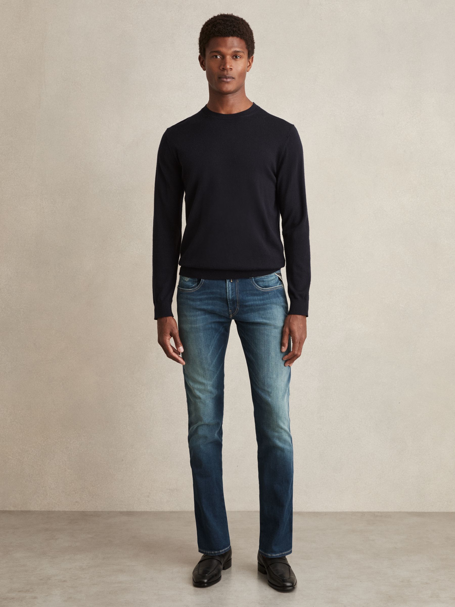 Replay Slim-Fit Hyperflex Jeans in Mid Blue - Image 1 of 5