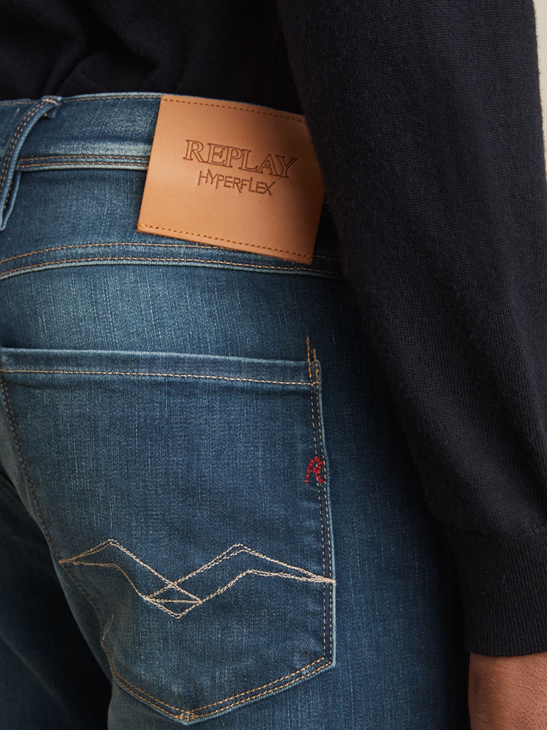 Replay Slim-Fit Hyperflex Jeans in Mid Blue - Image 3 of 5