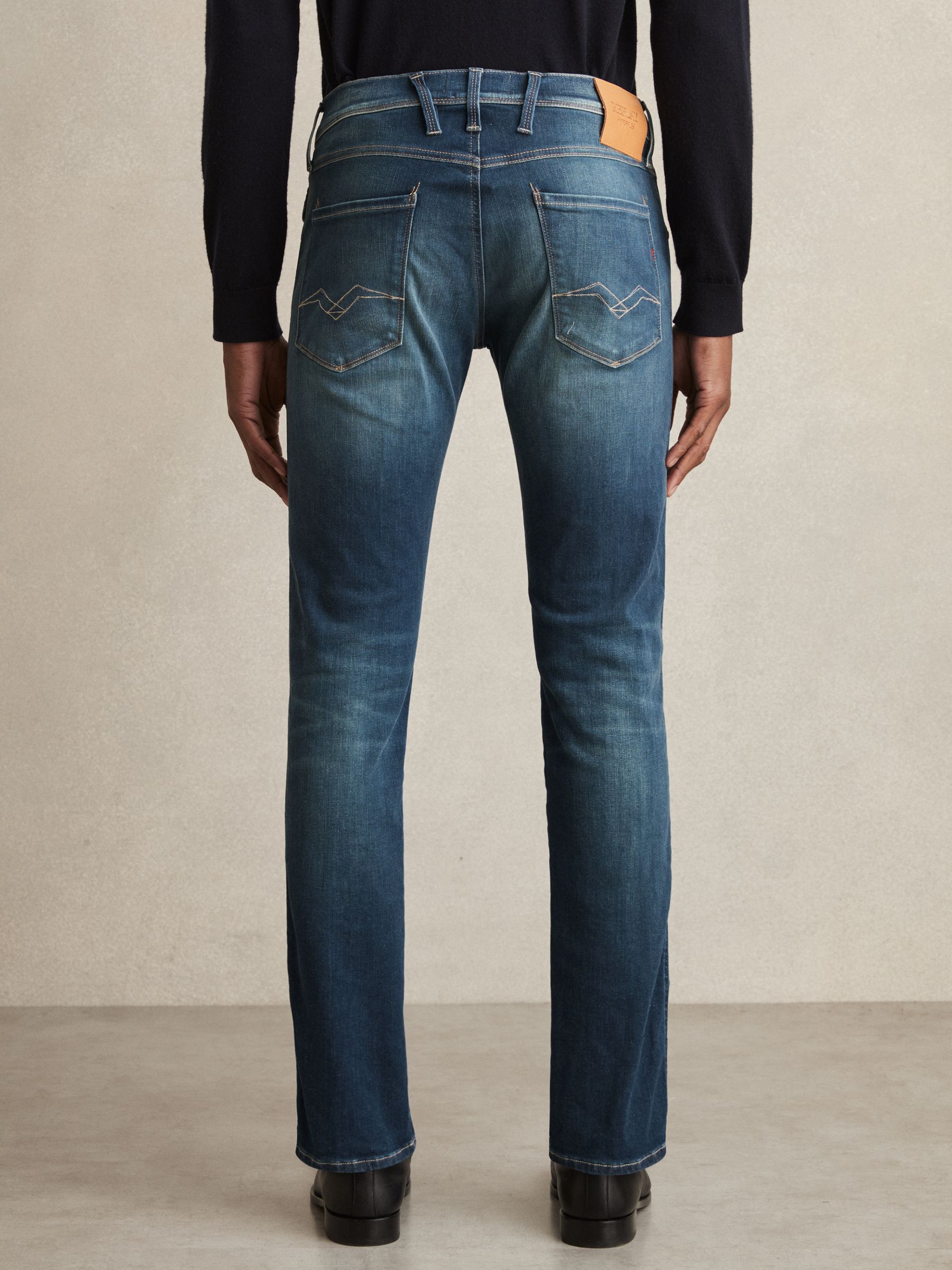 Reiss Replay Slim-Fit Hyperflex Jeans in Mid Blue | REISS
