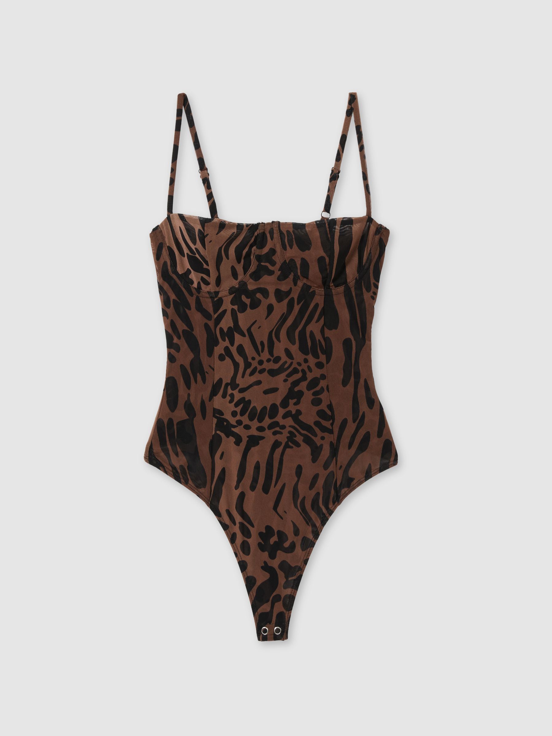 Good American Mesh Bustier Bodysuit in Multi - Image 2 of 6