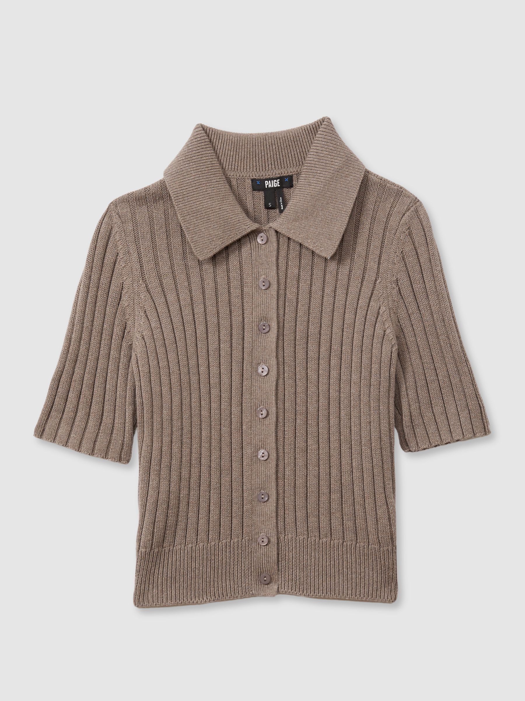 Lianne Light Brown Paige Light Brown Ribbed Button-Through Top - Image 2 of 6 Lianne Light Brown Paige Light Brown Ribbed Button-Through Top - Image 2 of 6