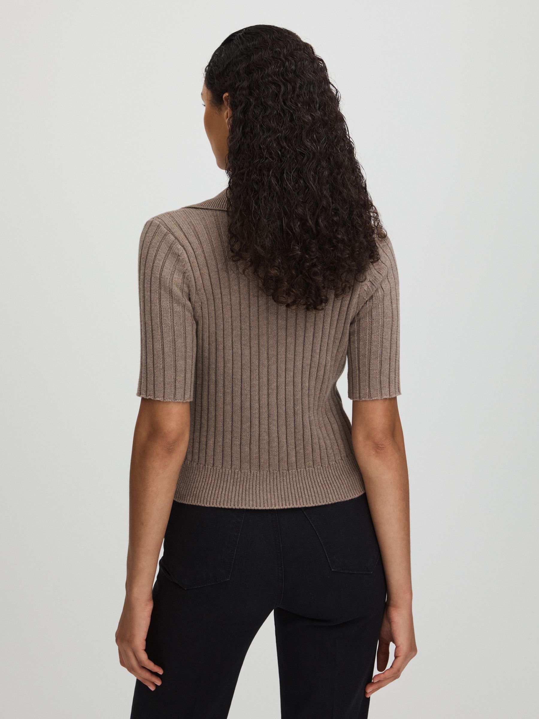 Lianne Light Brown Paige Light Brown Ribbed Button-Through Top - Image 5 of 6
