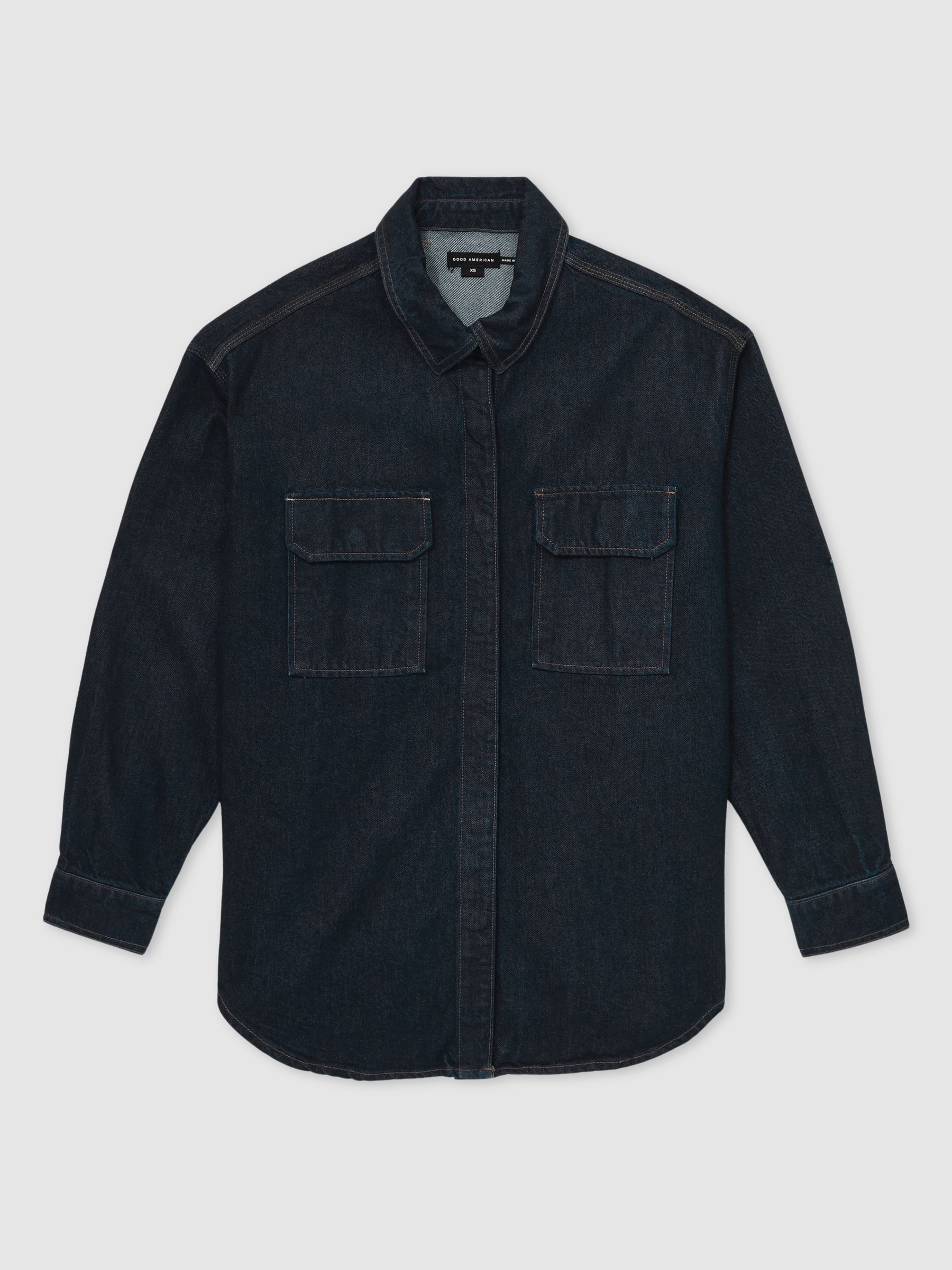 Oversized Denim Shirt in Dark Indigo - Image 2 of 6