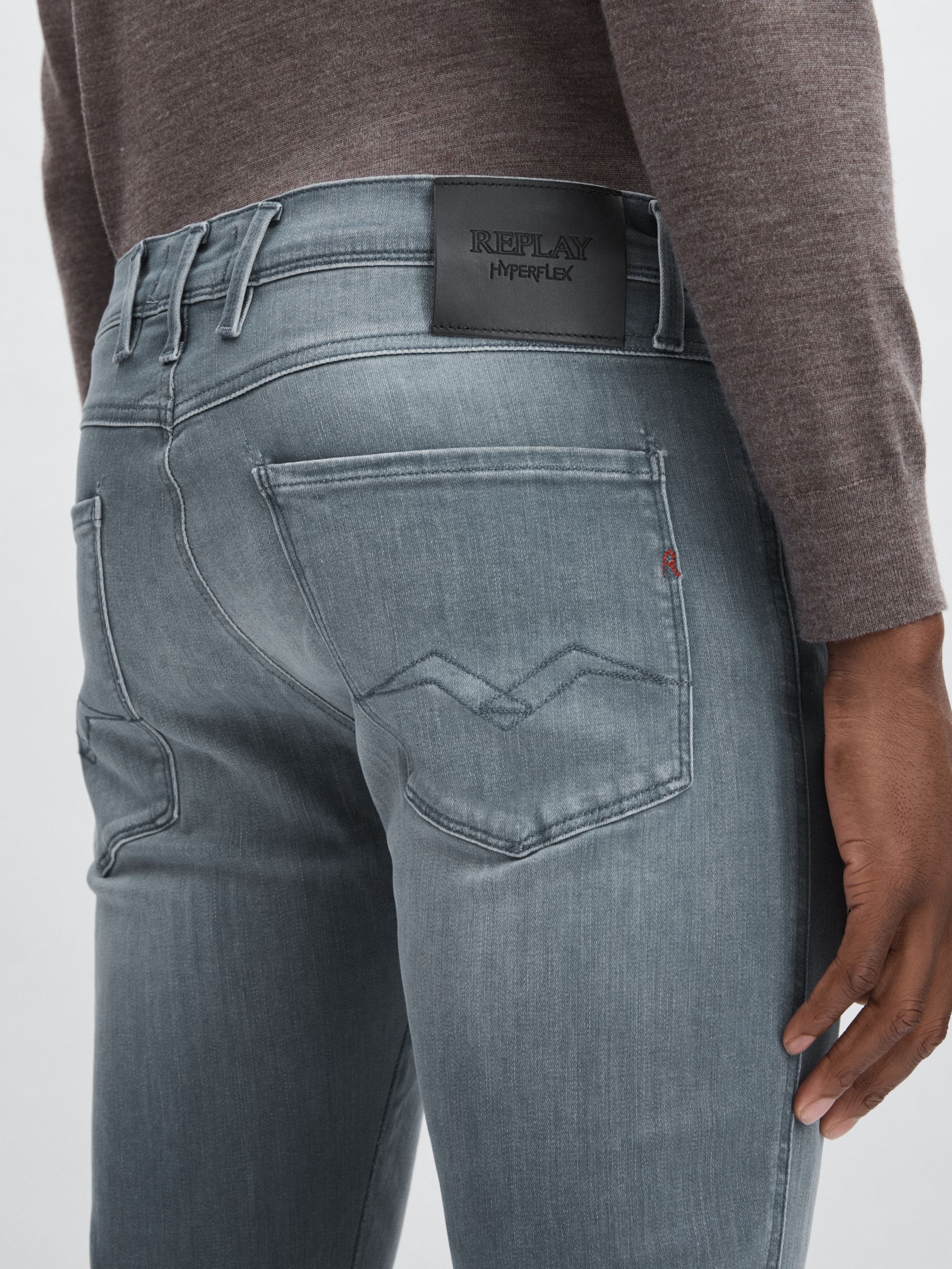 Replay Slim-Fit Hyperflex Jeans in Mid Grey - Image 5 of 7