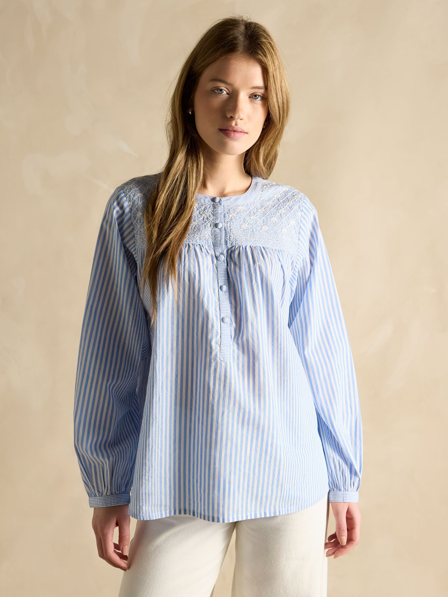 Amelie Blue/White Embroidered Cotton Blouse - Image 1 of 6