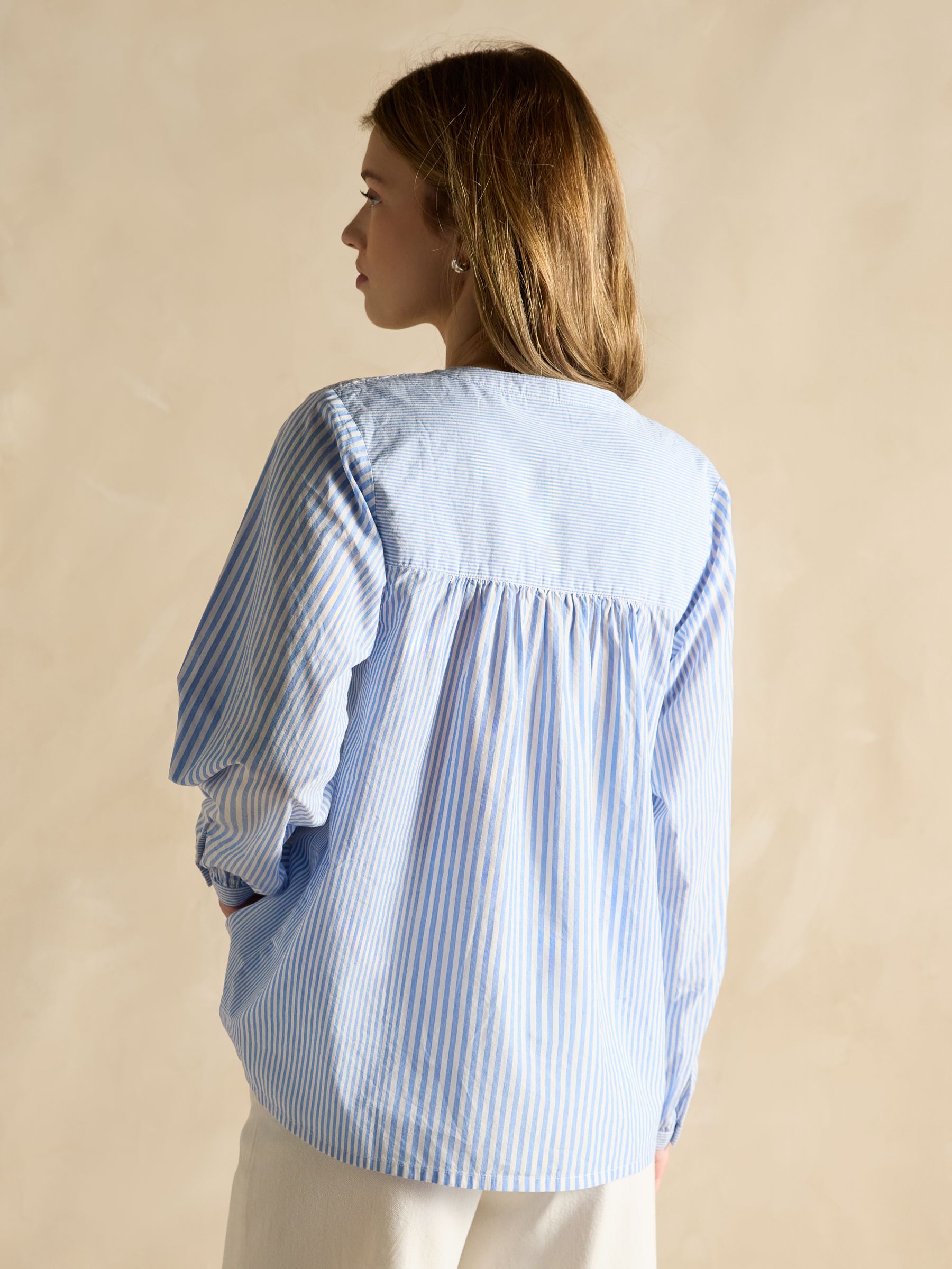 Amelie Blue/White Embroidered Cotton Blouse - Image 2 of 6