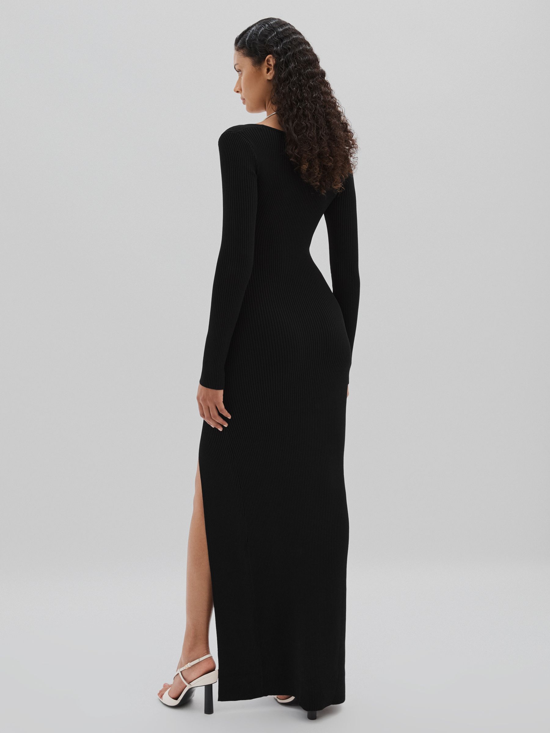 Good American Ribbed Midi Dress in Black - image 4