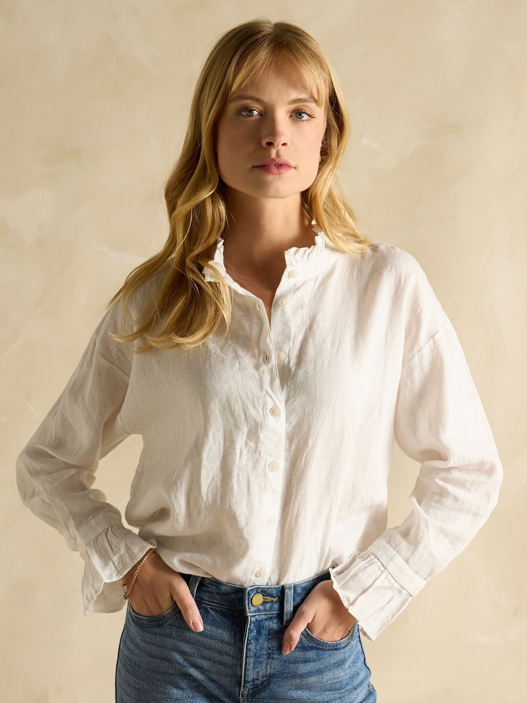 Dakota White 100% Linen Shirt - Image 5 of 7
