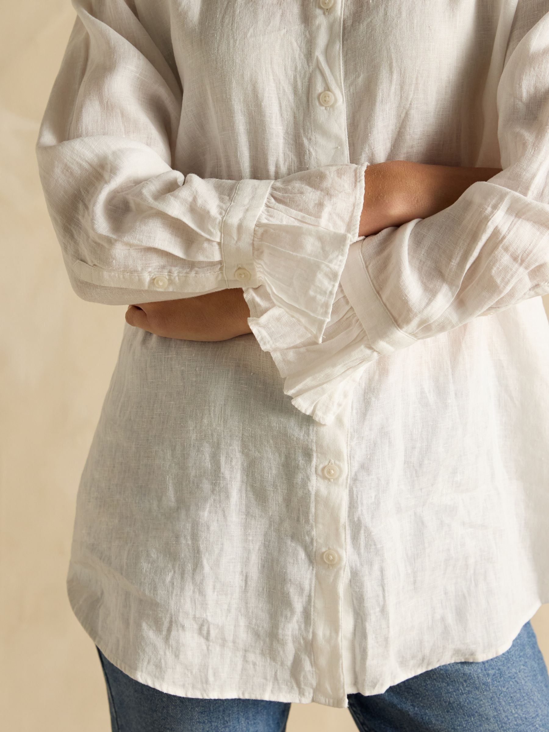 Dakota White 100% Linen Shirt - Image 6 of 7