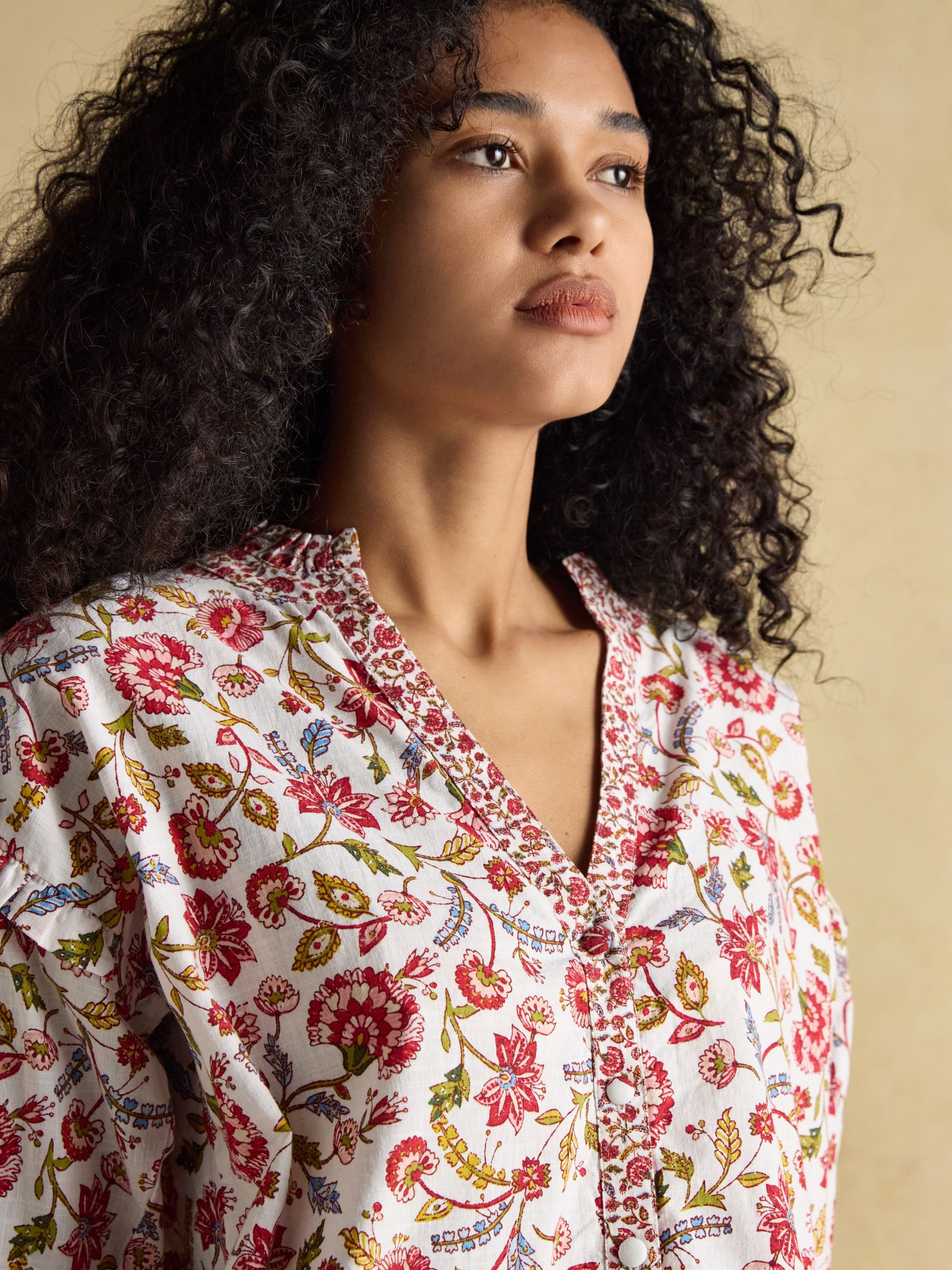 Eloise Provence Floral Button Down Cotton Blouse - Image 4 of 10
