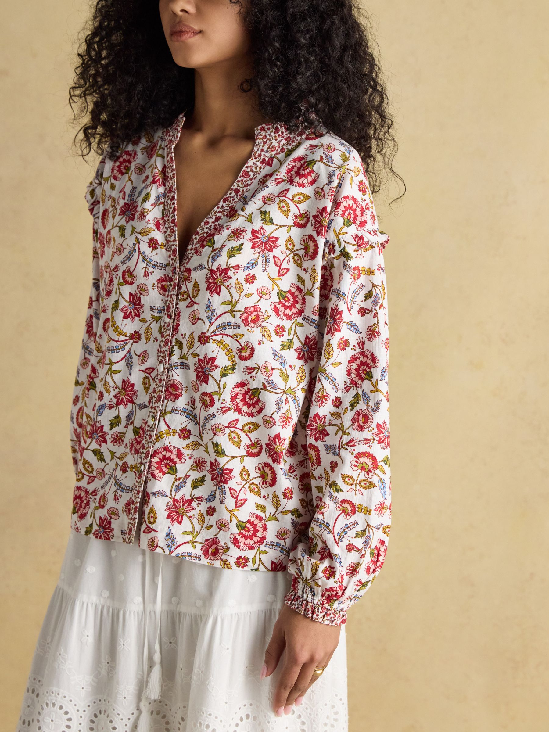 Eloise Provence Floral Button Down Cotton Blouse - Image 5 of 10