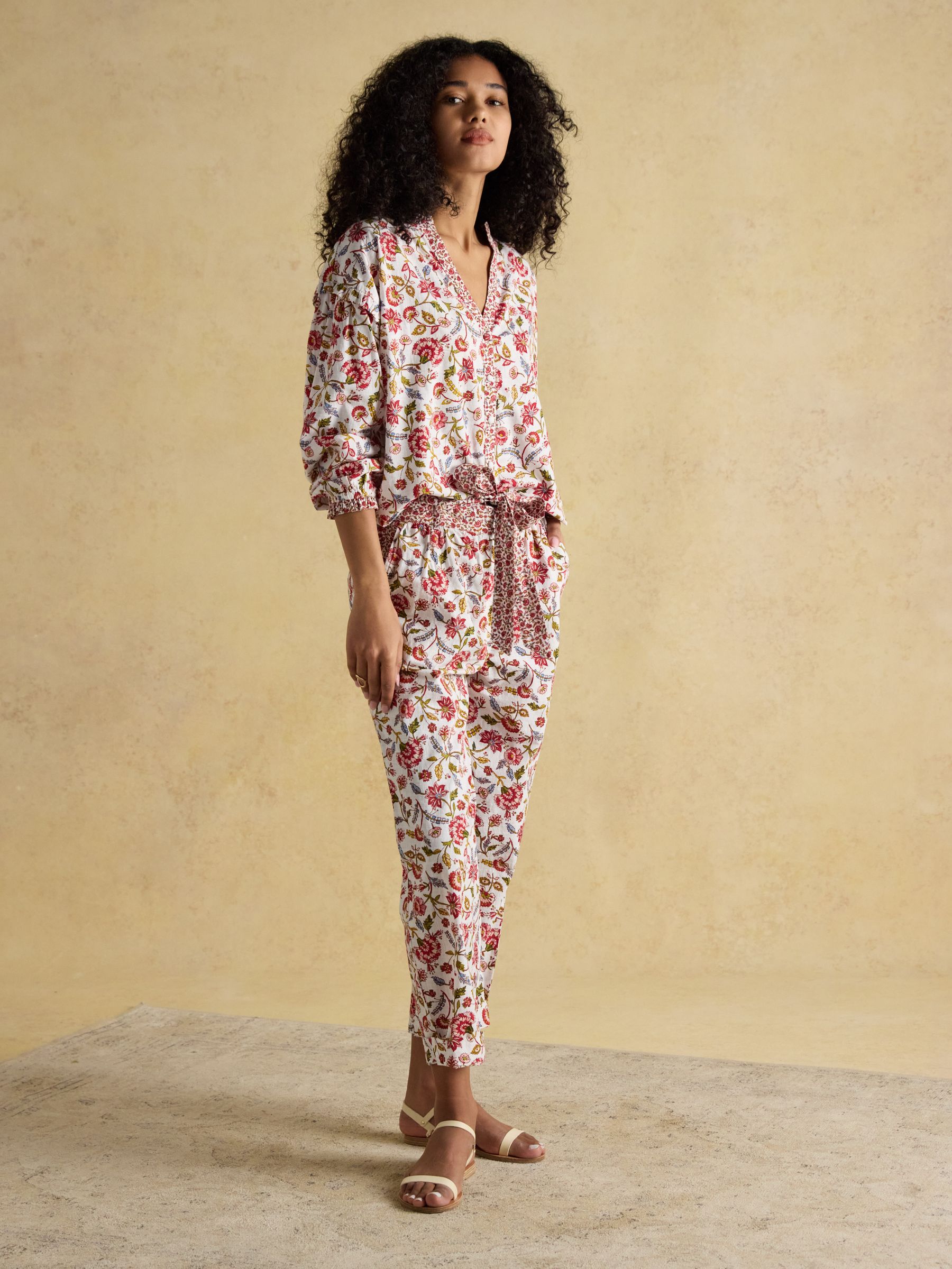 Eloise Provence Floral Button Down Cotton Blouse - Image 9 of 10