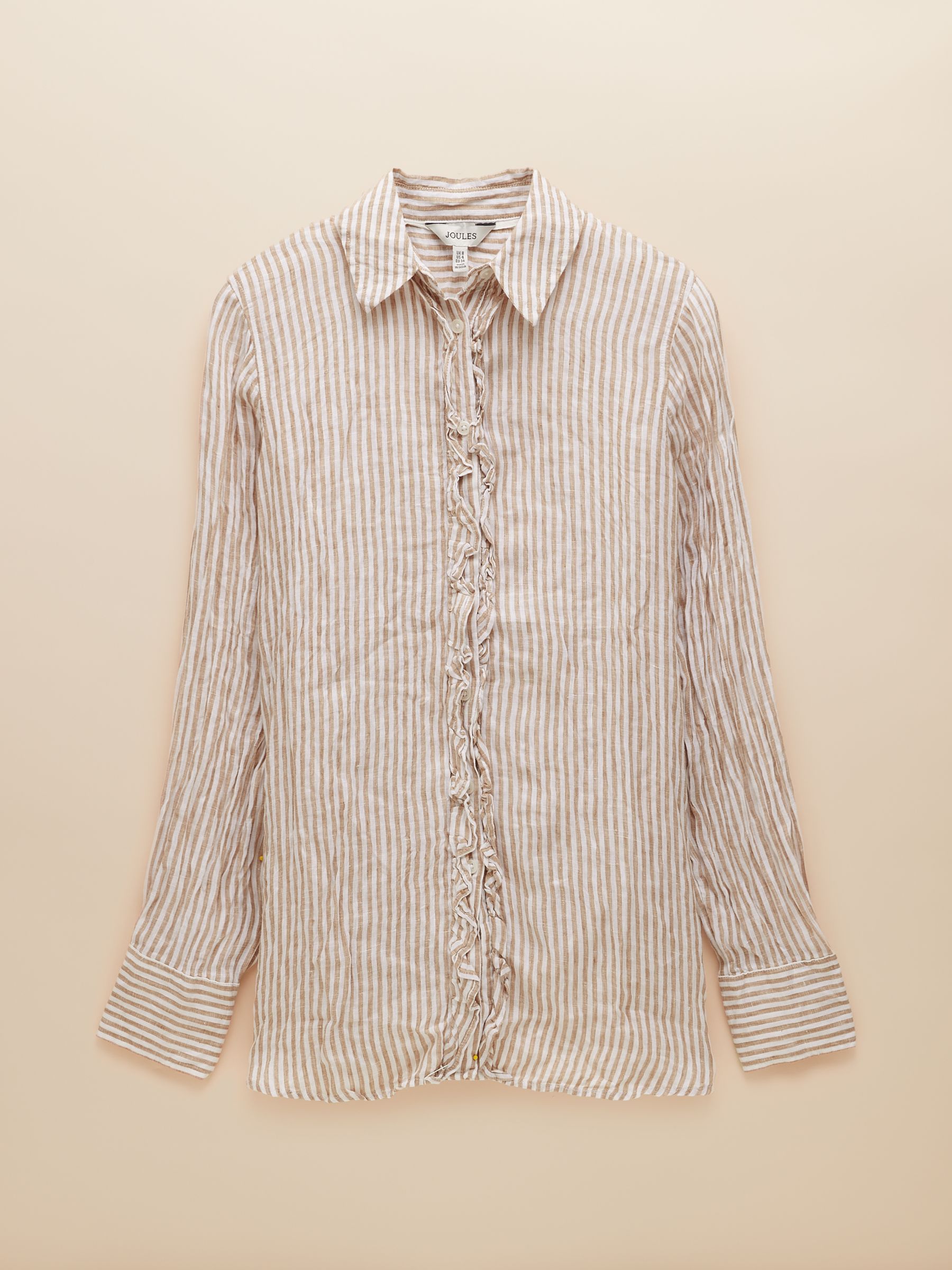 Selene Tan Stripe 100% Linen Shirt - Image 8 of 8