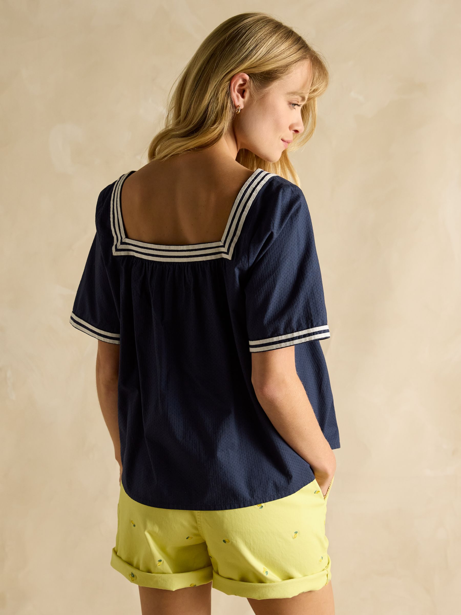 Elizie Navy Cotton Blouse - Image 5 of 9