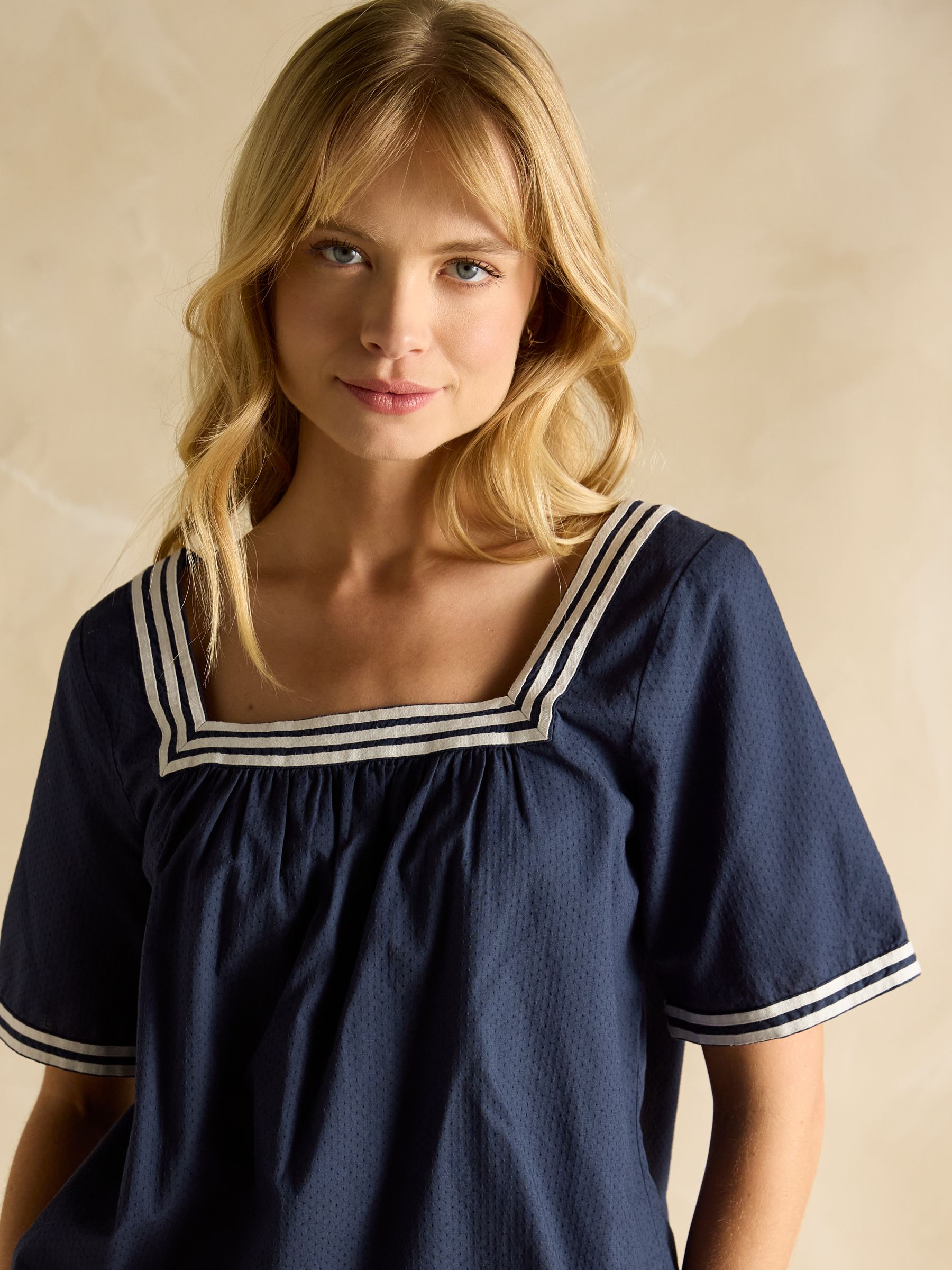 Elizie Navy Cotton Blouse - Image 6 of 9