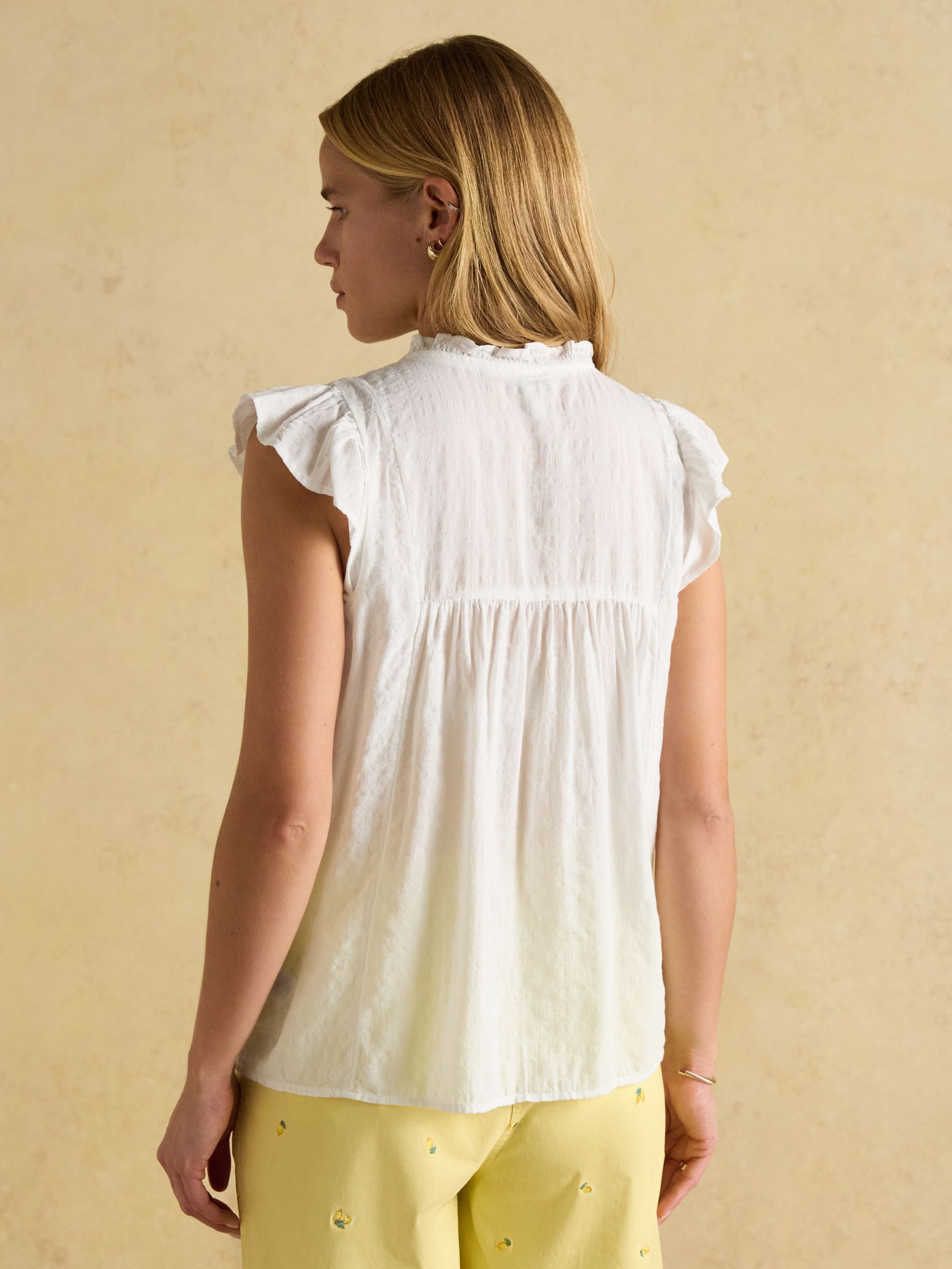 Nolan White Sleeveless Smocked Blouse - Image 2 of 10