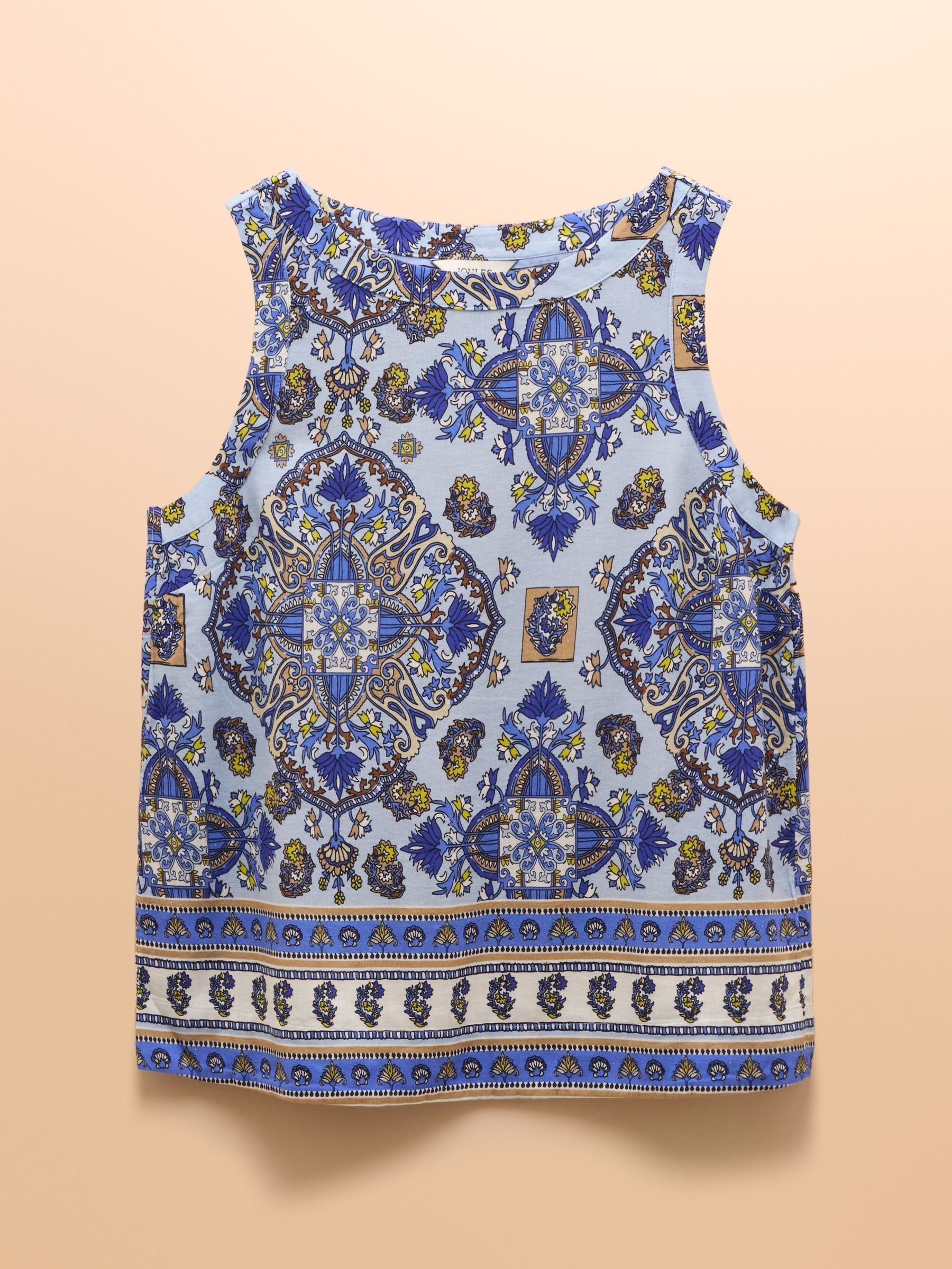 Cove Blue Linen-Blend Sleeveless Top - Image 8 of 8