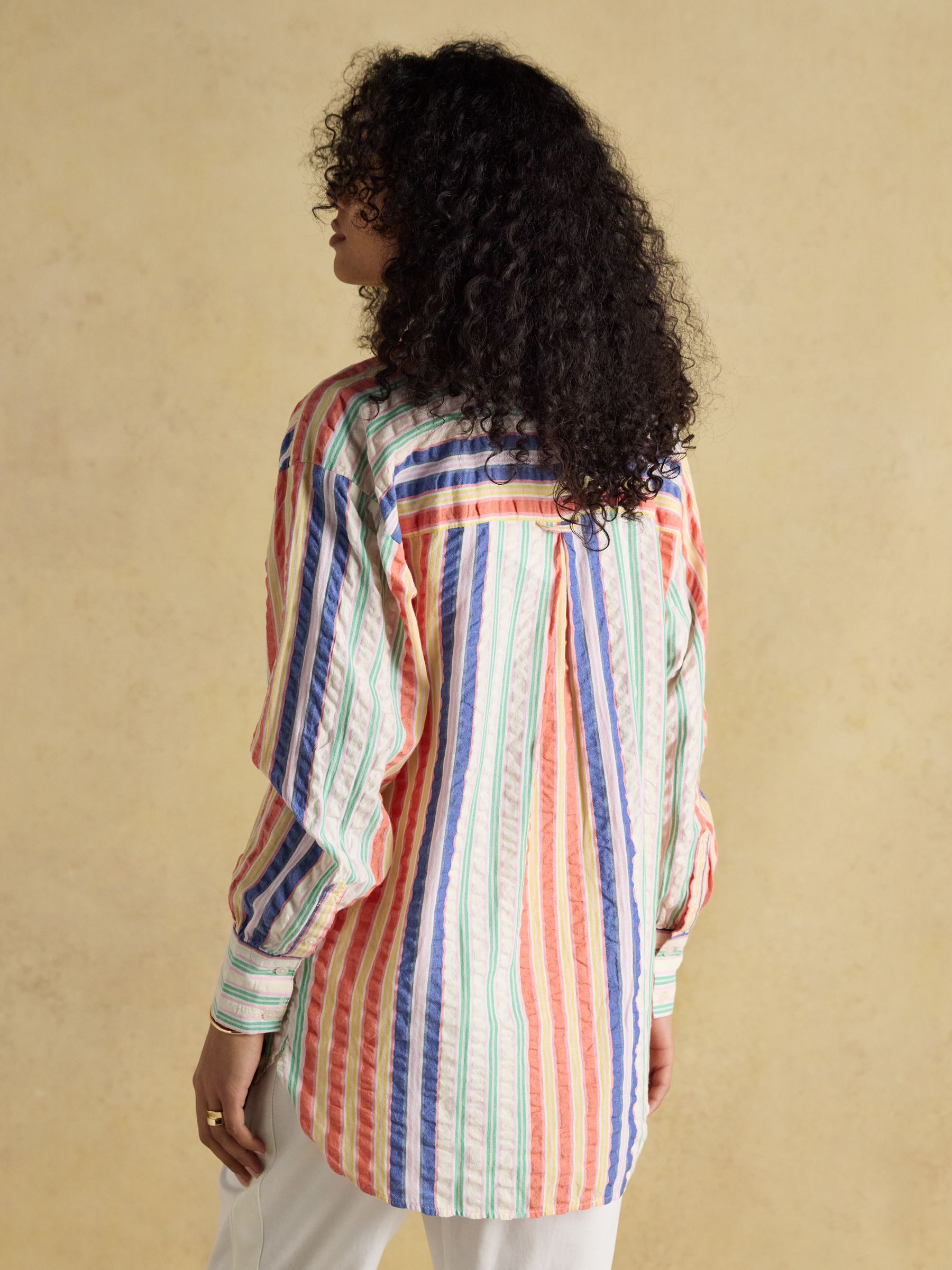 Sara Multi Striped Long Sleeve Seersucker Shirt - Image 2 of 8