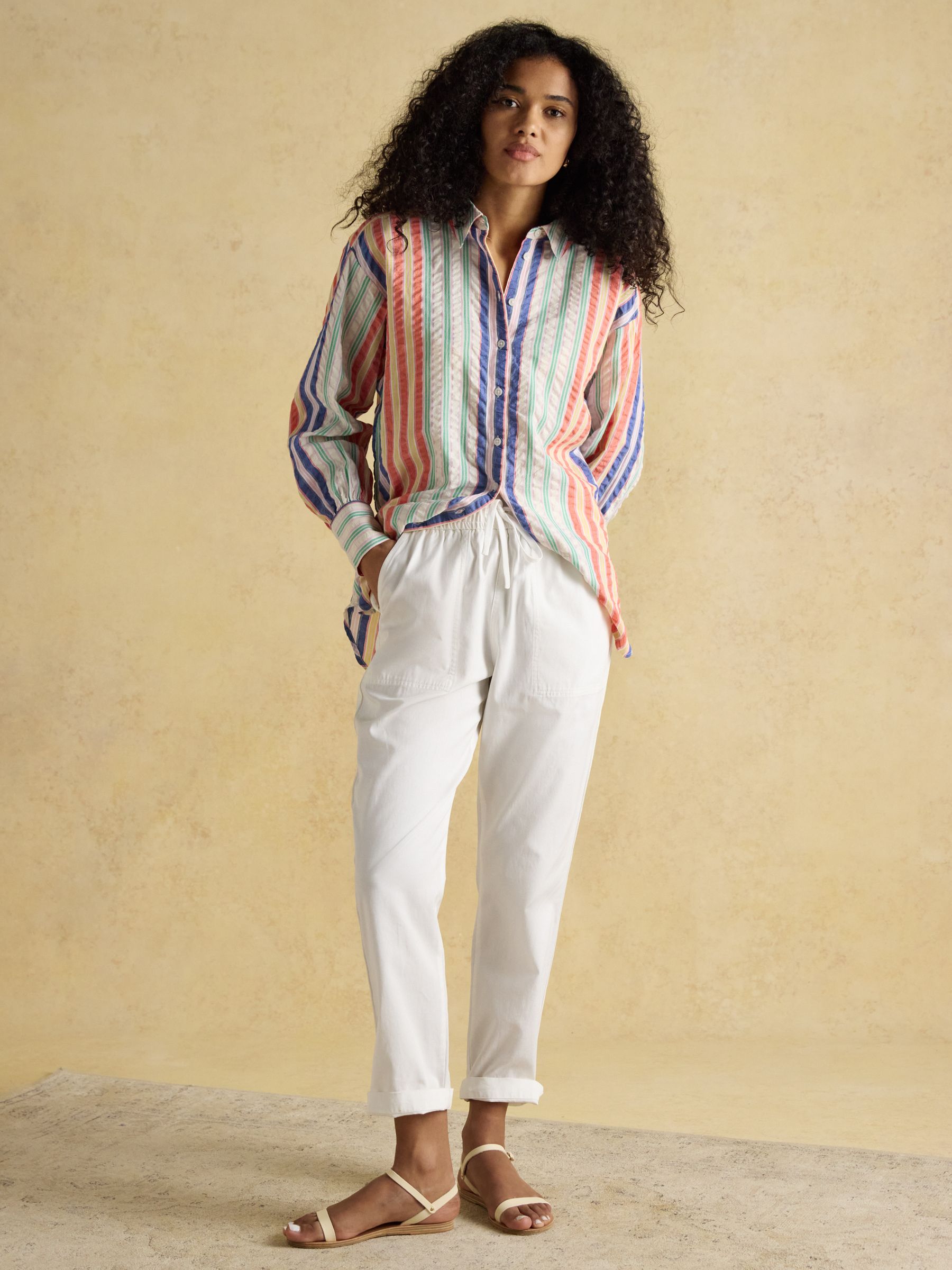 Sara Multi Striped Long Sleeve Seersucker Shirt - Image 3 of 8