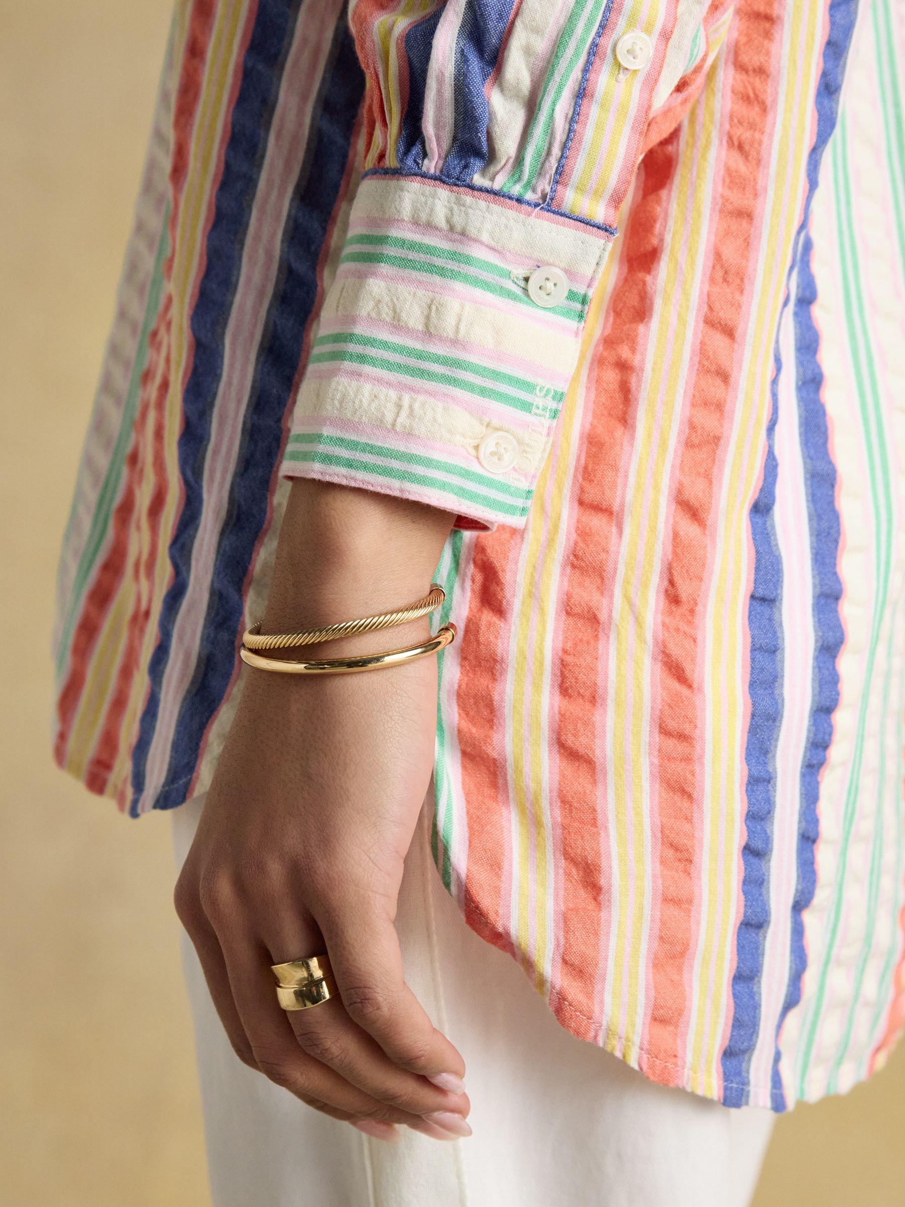 Sara Multi Striped Long Sleeve Seersucker Shirt - Image 4 of 8