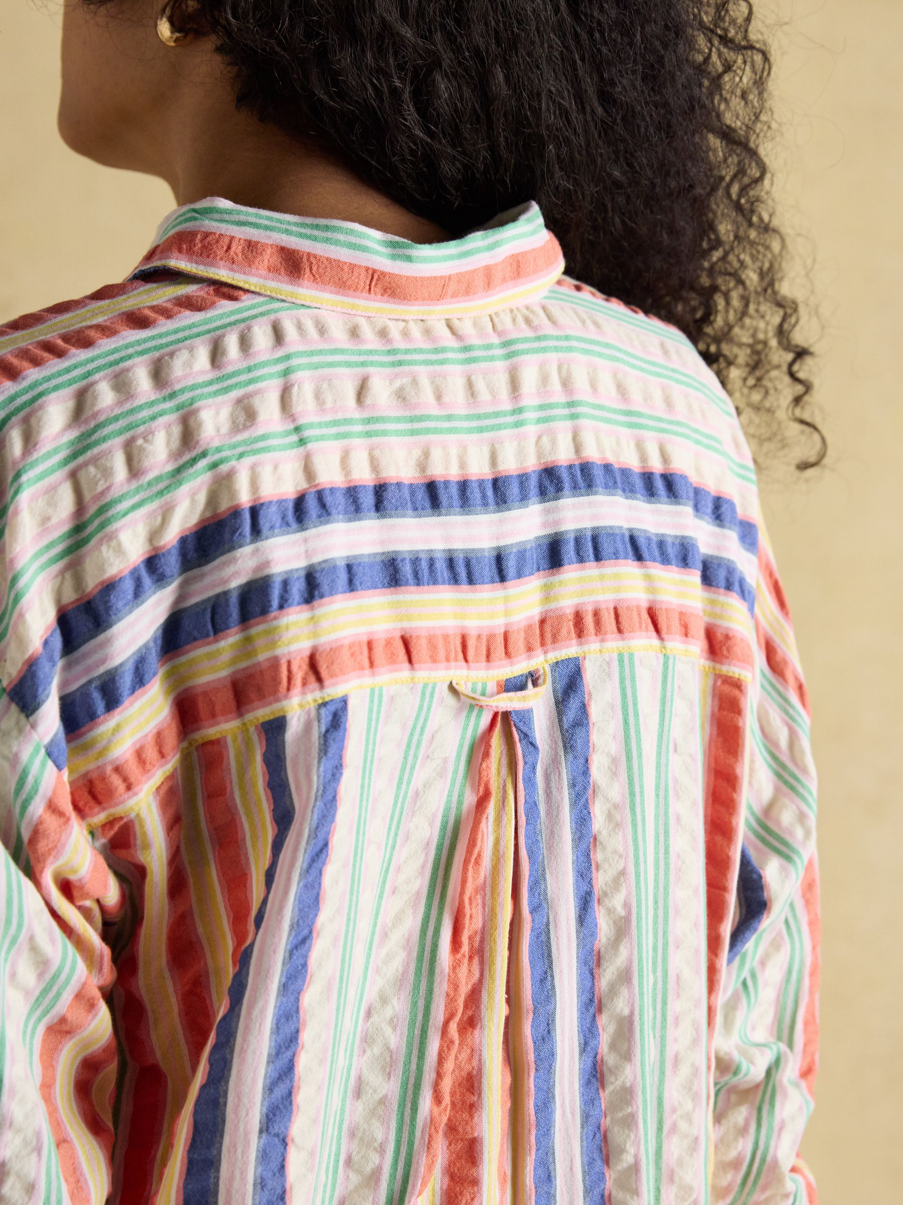 Sara Multi Striped Long Sleeve Seersucker Shirt - Image 7 of 8
