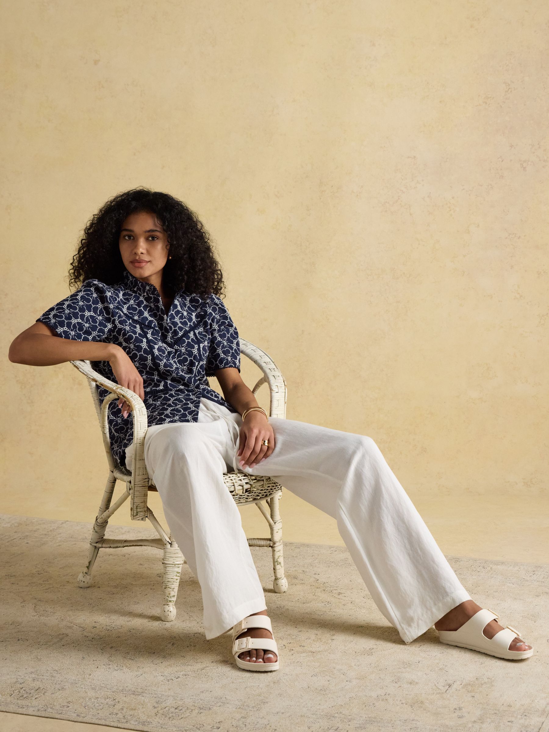 Remi Navy Broderie Blouse - Image 7 of 8