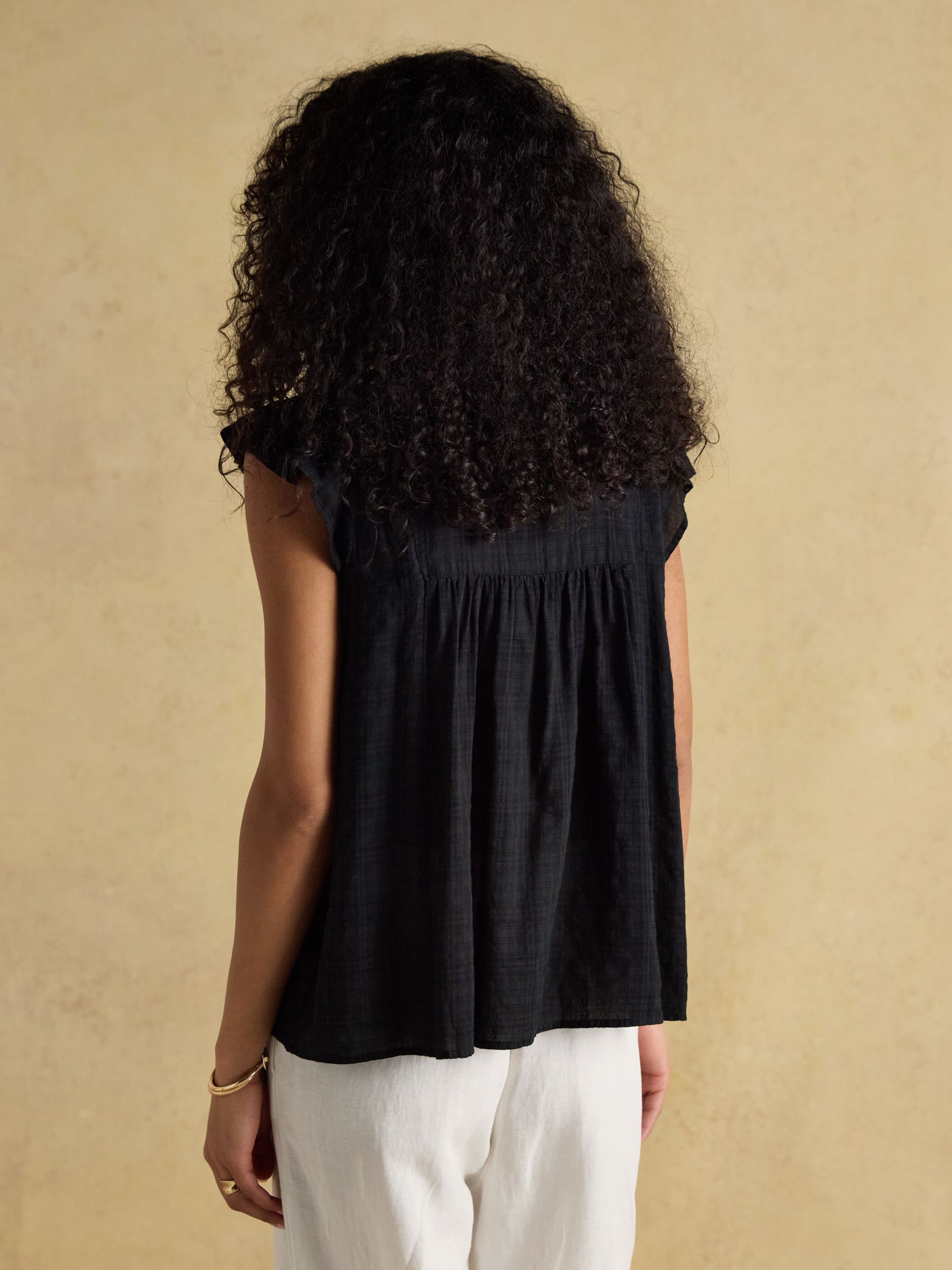 Nolan Black Sleeveless Smocked Blouse - Image 2 of 7