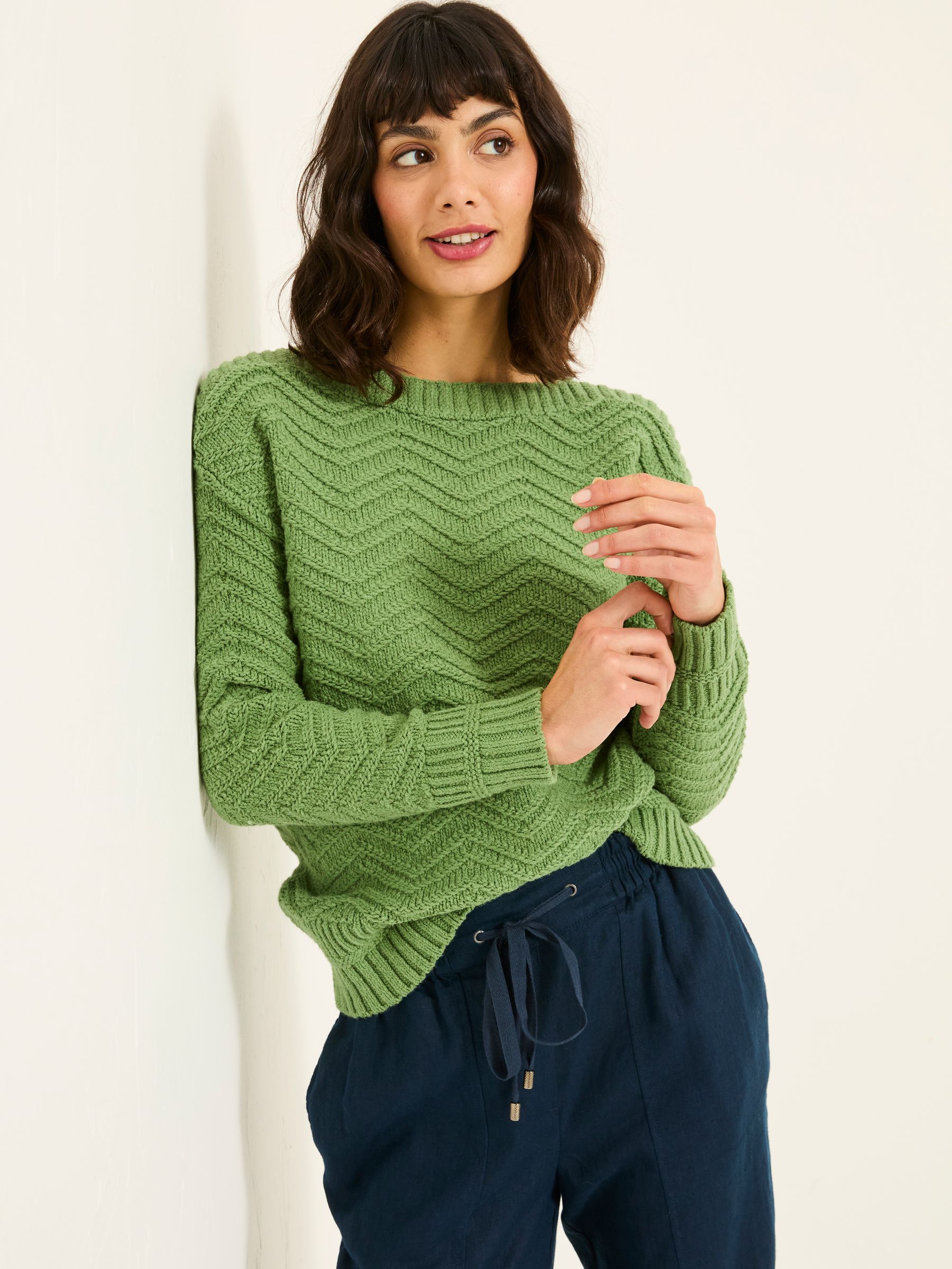 Mid Green Jessie Textured Knitted Jumper - Image 1 of 6