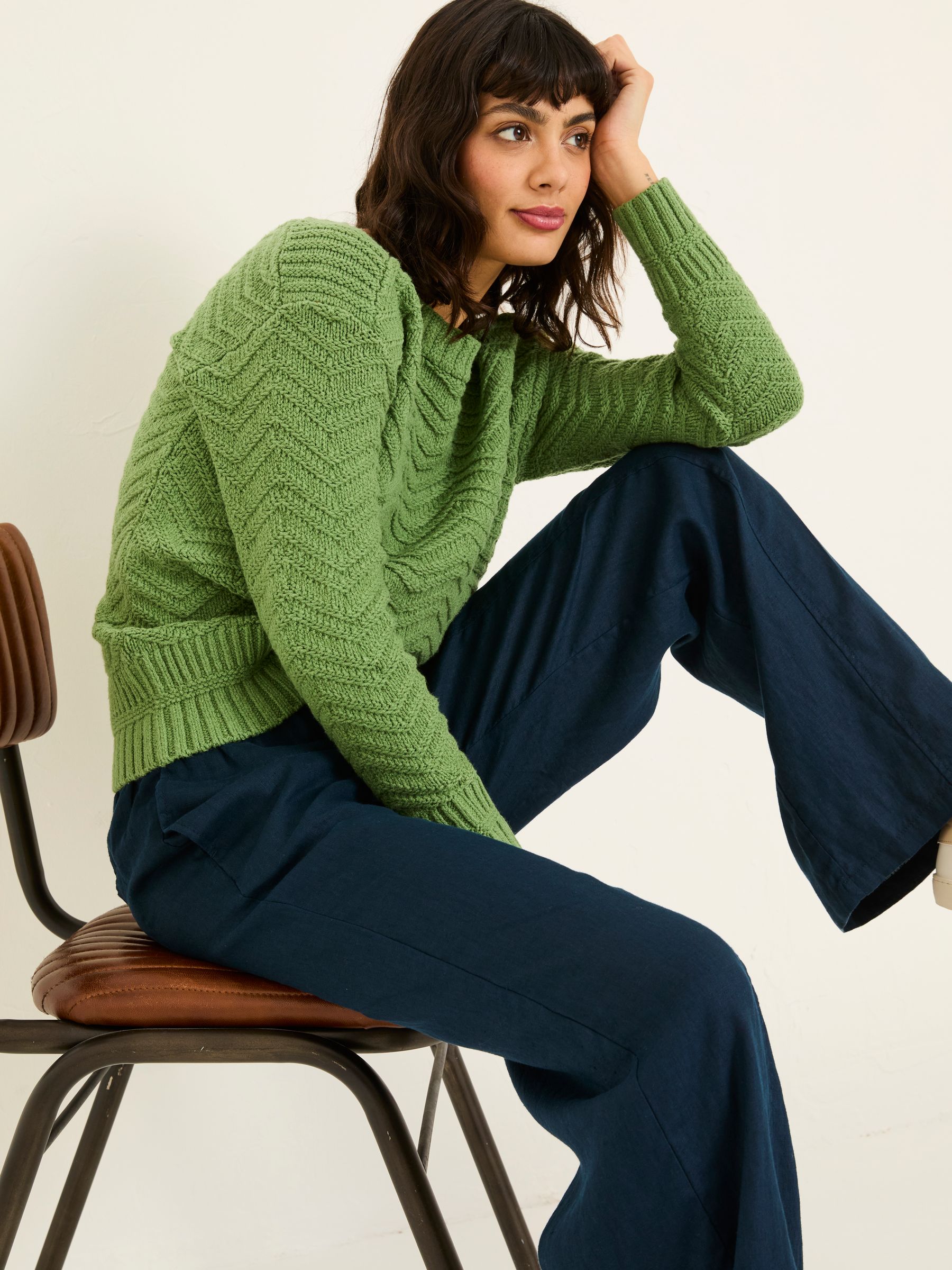 Mid Green Jessie Textured Knitted Jumper - Image 3 of 6