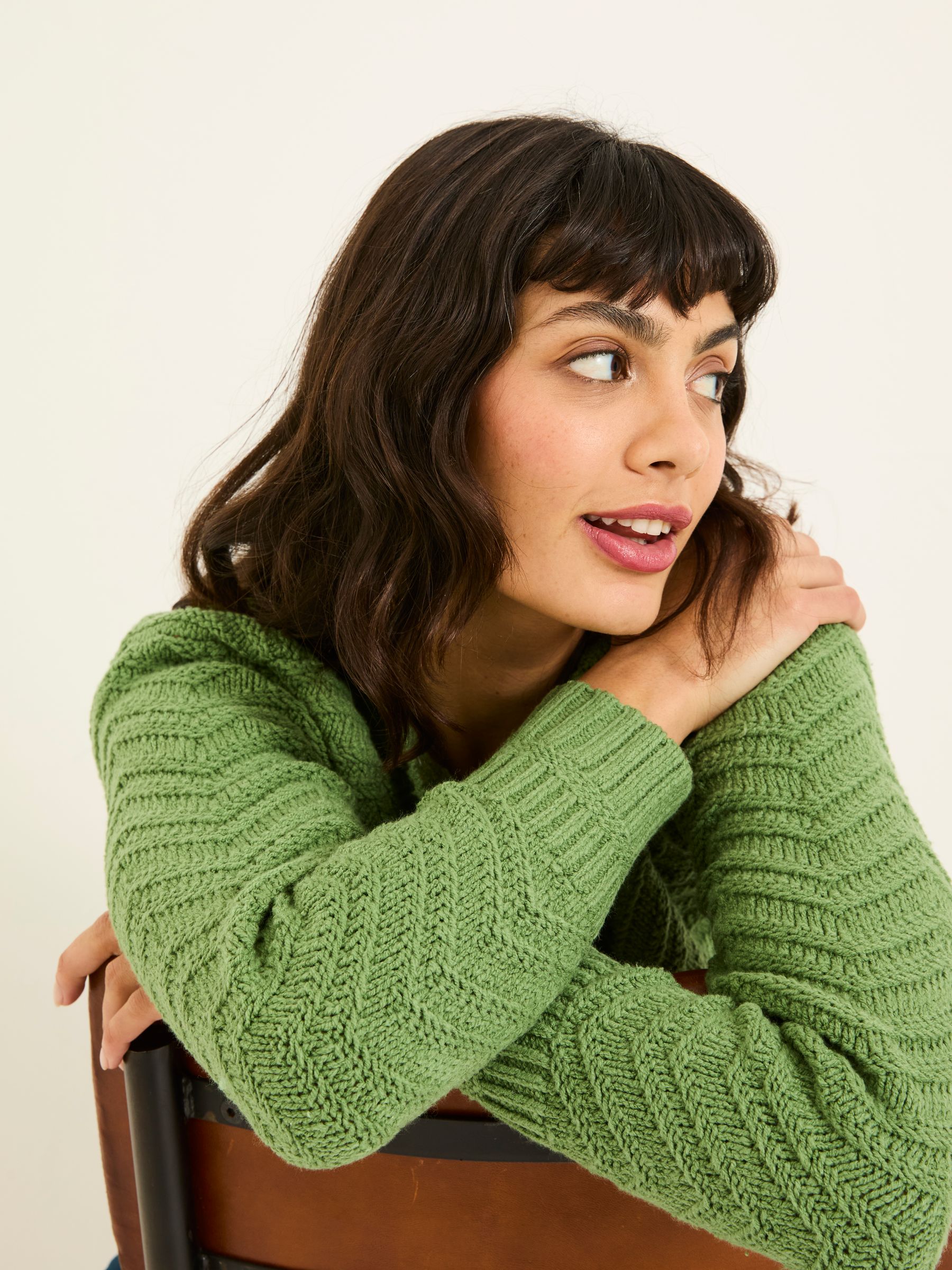 Mid Green Jessie Textured Knitted Jumper - Image 5 of 6