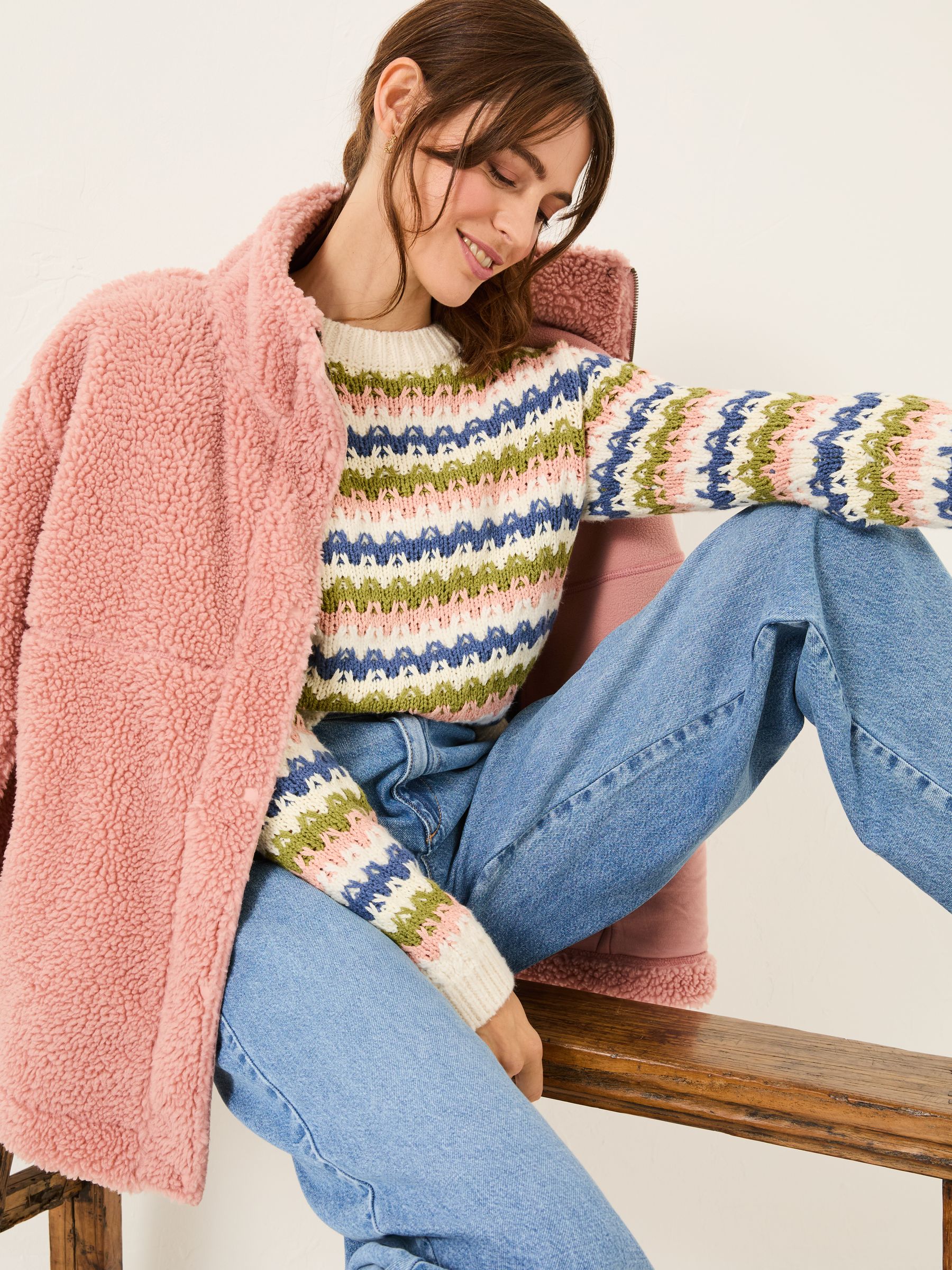 Blue Jayne Knitted Pattern Jumper - Image 4 of 5