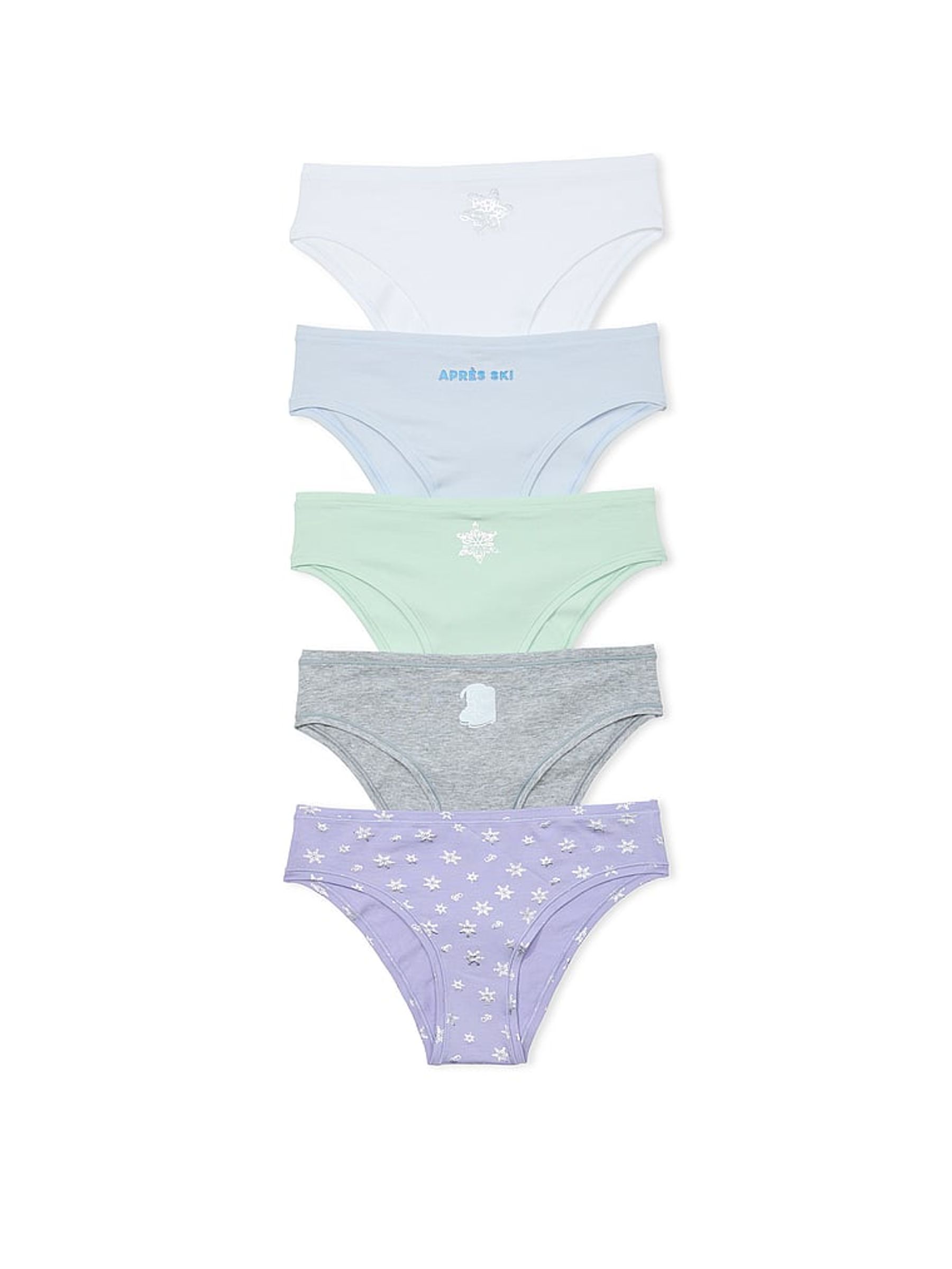 White/Purple/Green/Blue/Grey Cheeky 5 Pack Knickers - Image 1 of 1