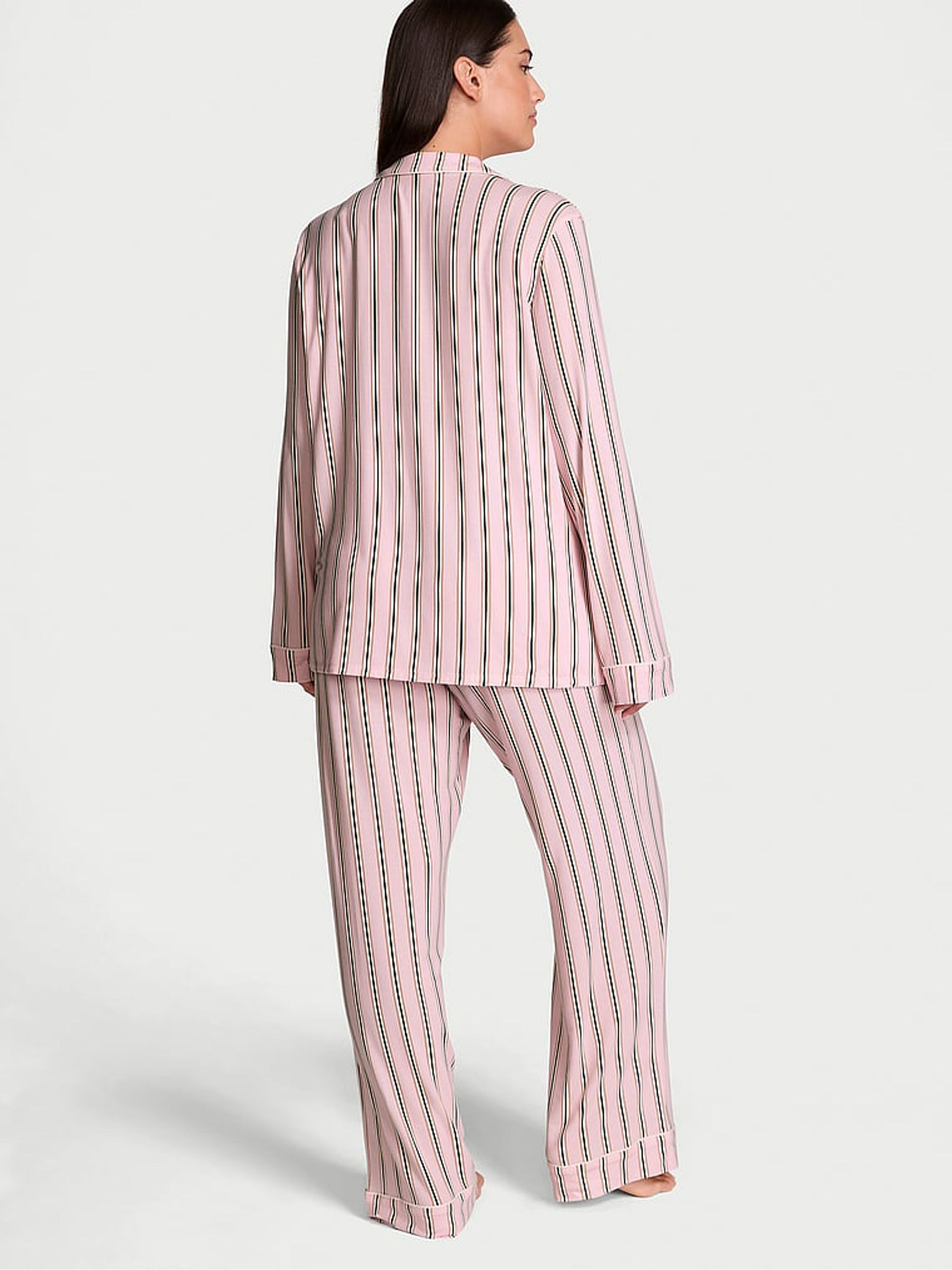 Pretty Blossom Stripe Pink Modal Long Pyjama Set - Image 2 of 4