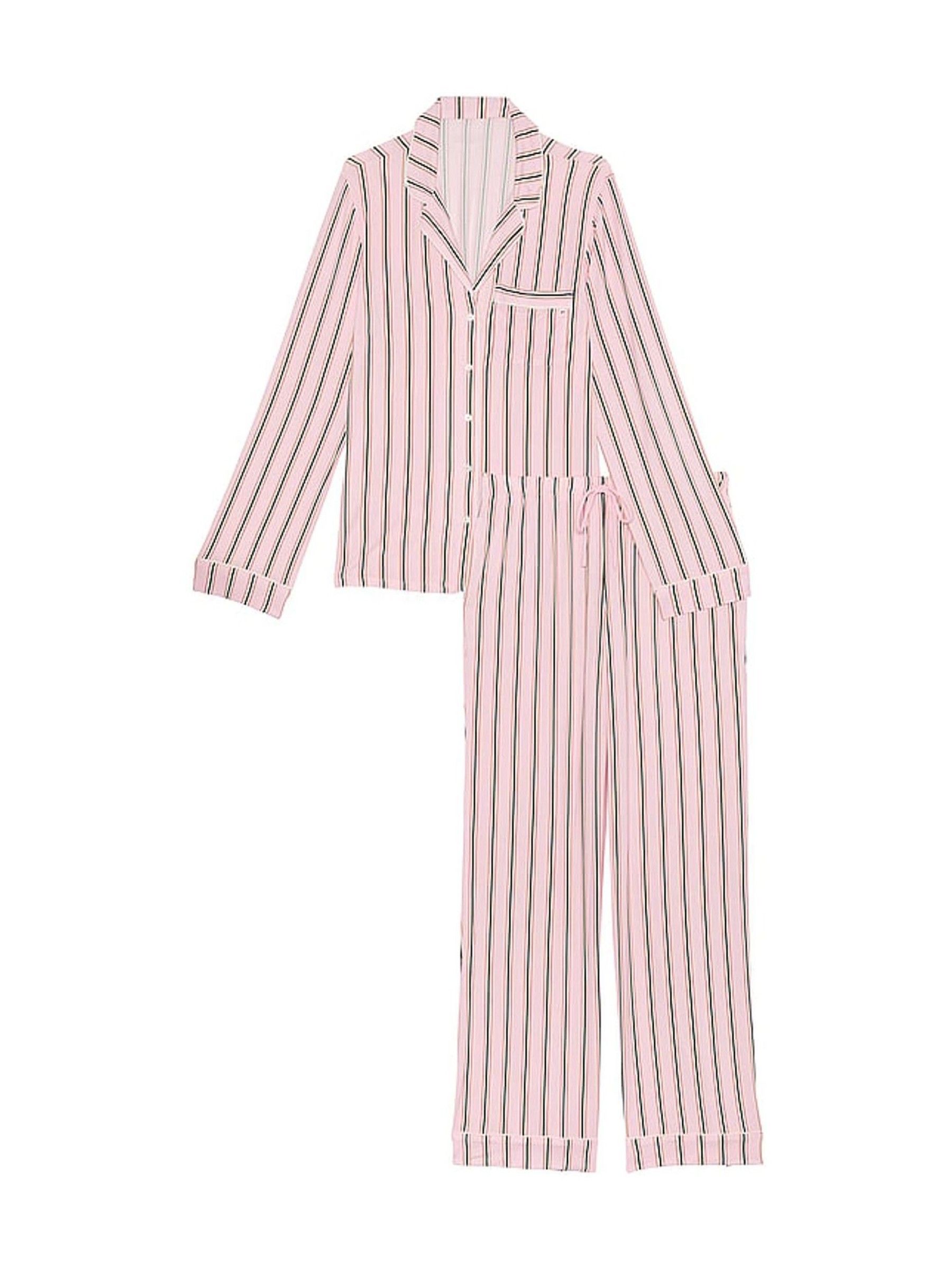 Pretty Blossom Stripe Pink Modal Long Pyjama Set - Image 3 of 4
