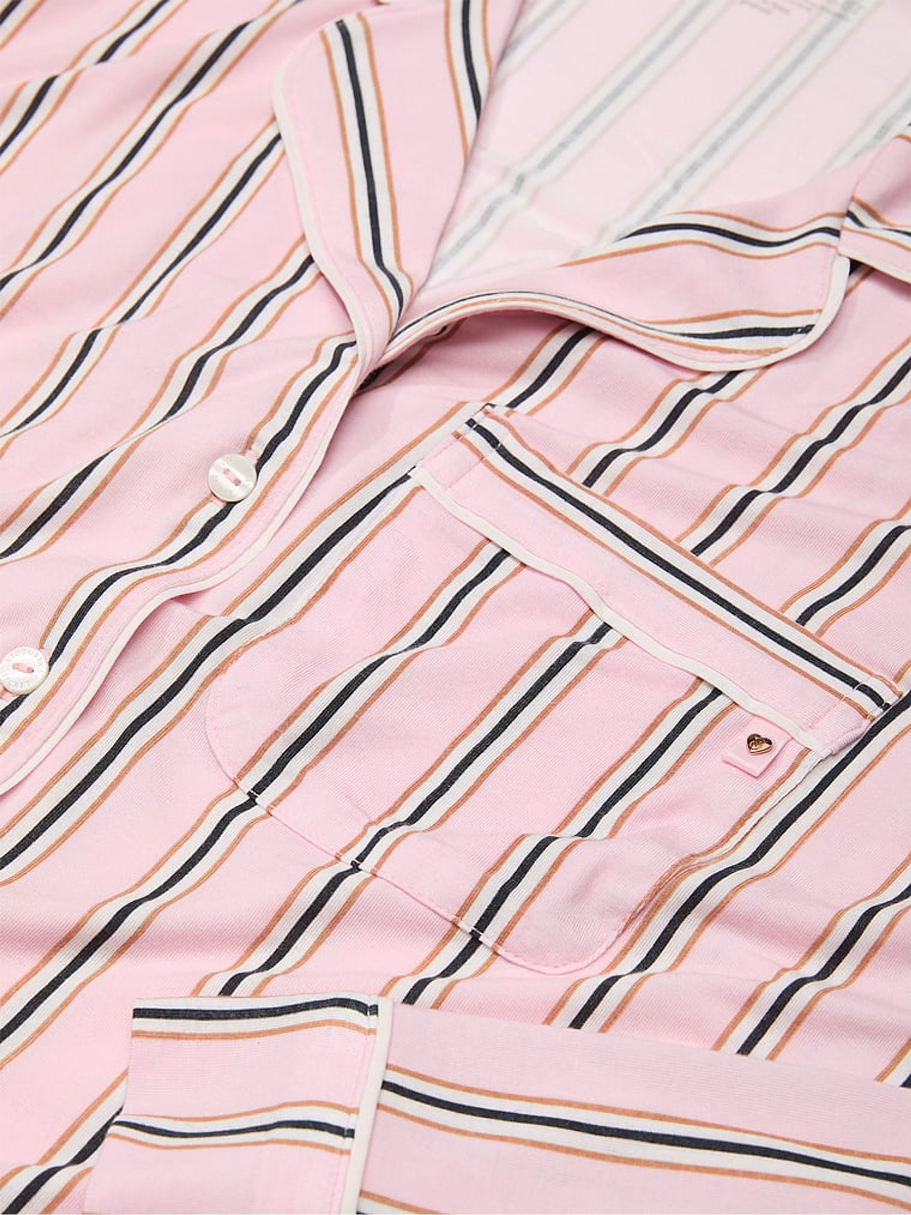 Pretty Blossom Stripe Pink Modal Long Pyjama Set - Image 4 of 4