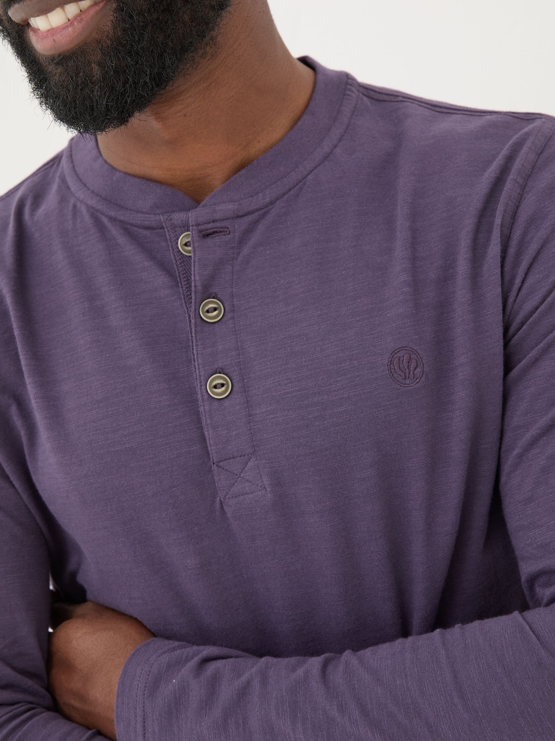 Woodside Purple Long Sleeve Henley T Shirt - Image 3 of 5