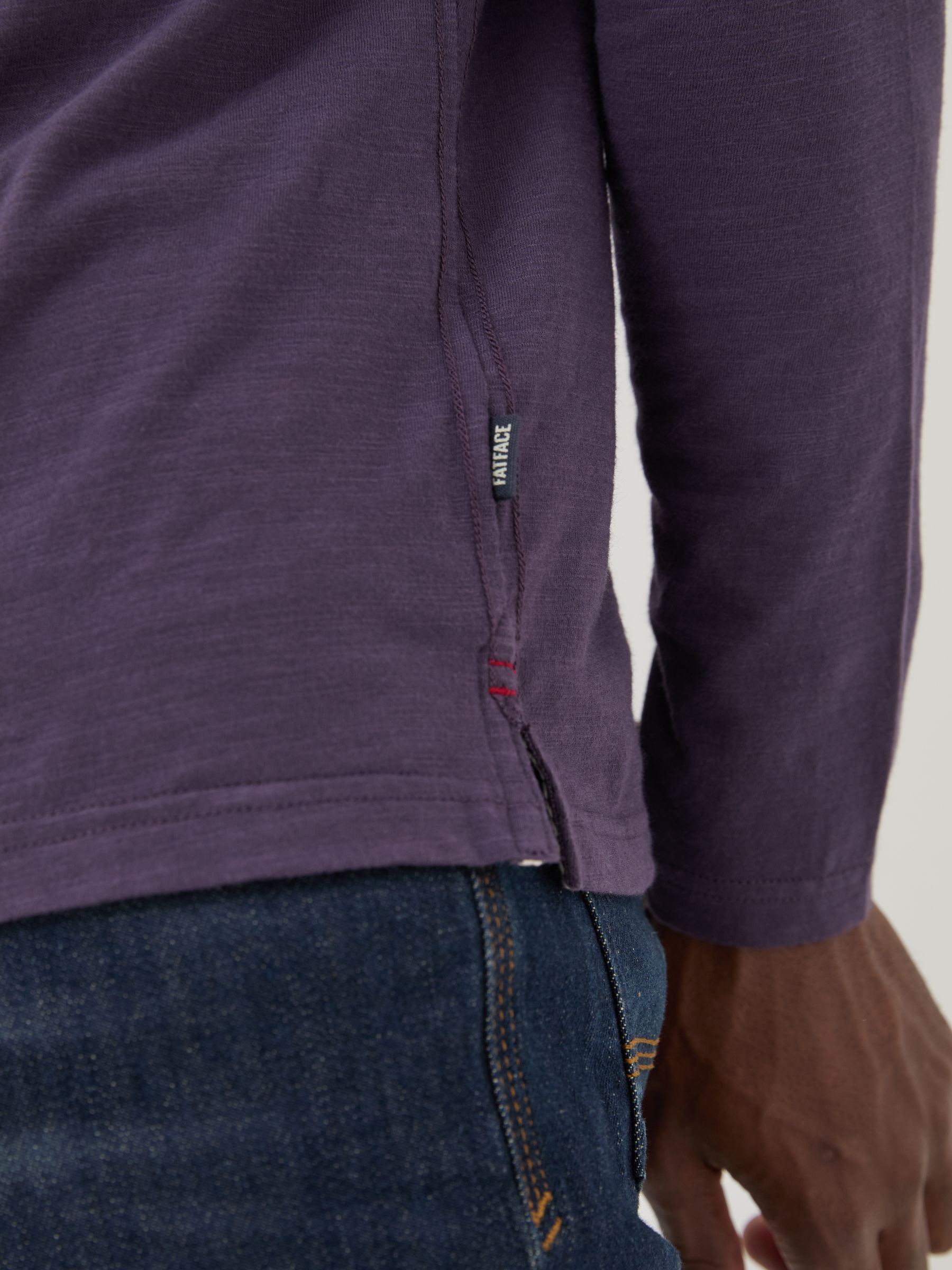 Woodside Purple Long Sleeve Henley T Shirt - Image 4 of 5