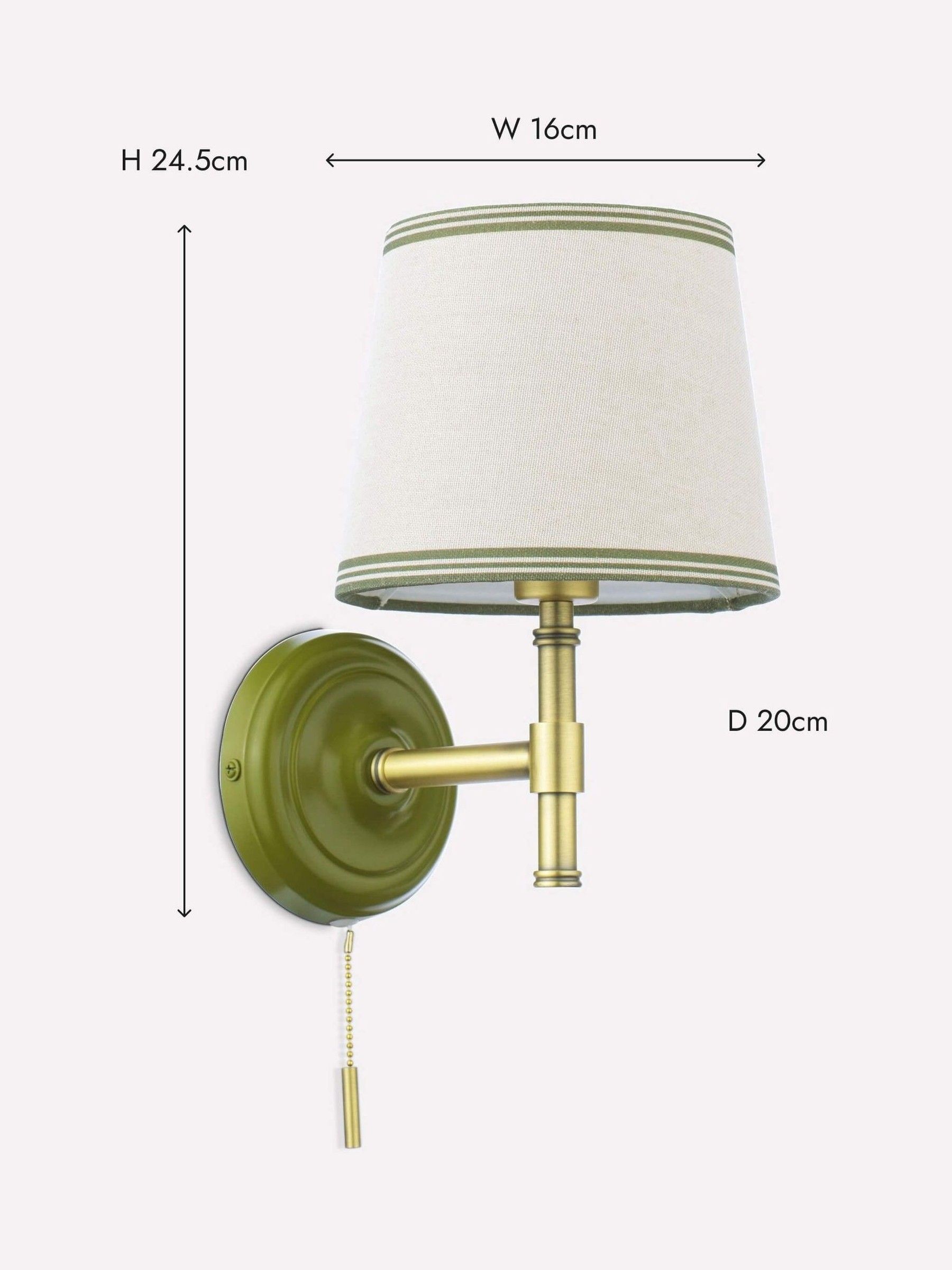 Upton Cream & Green Hardwired Wall Light - Image 7 of 7