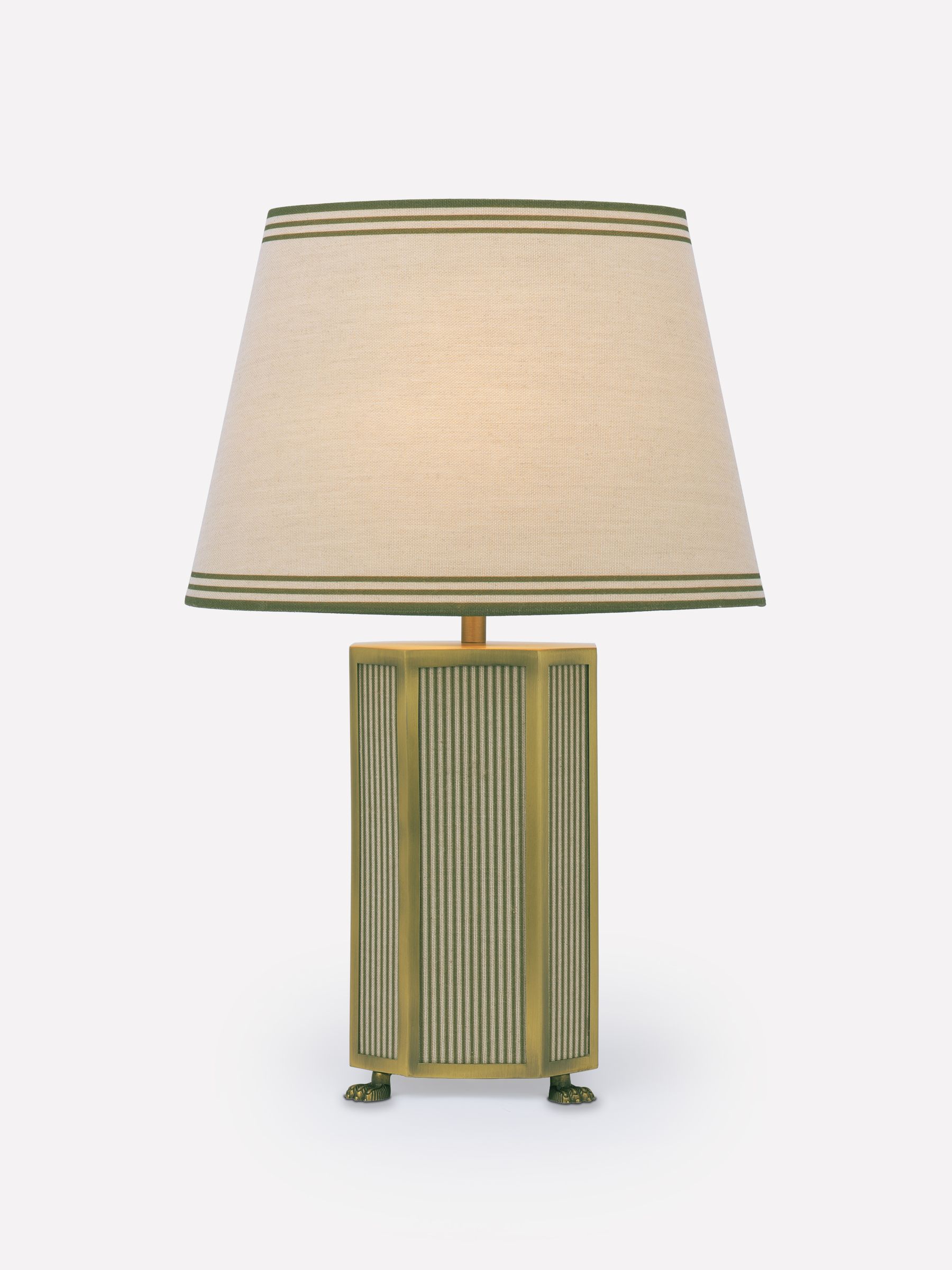 Helmingham Green Stripe Claw Foot Table Lamp - Image 3 of 8