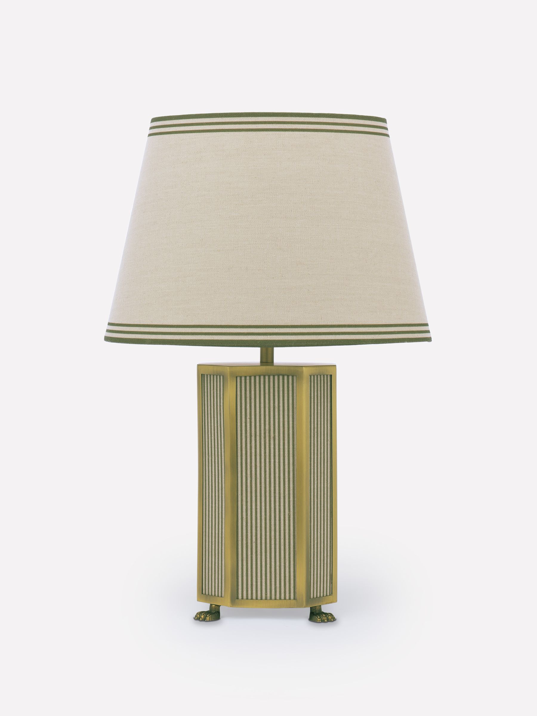 Helmingham Green Stripe Claw Foot Table Lamp - Image 4 of 8
