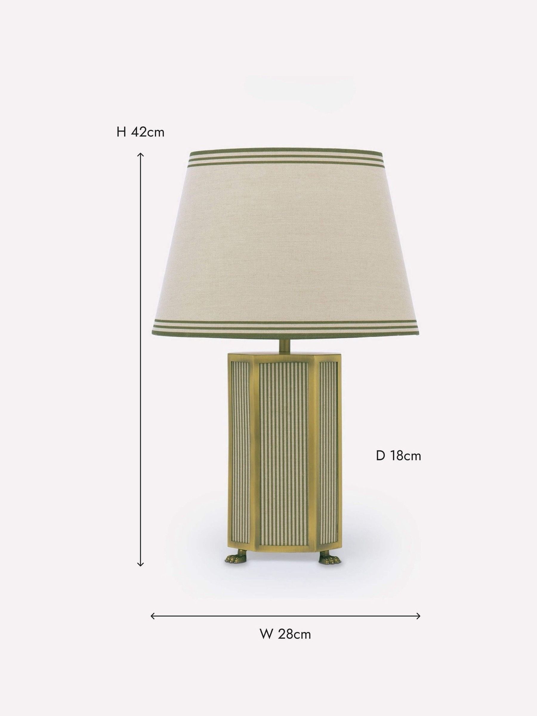 Helmingham Green Stripe Claw Foot Table Lamp - Image 8 of 8