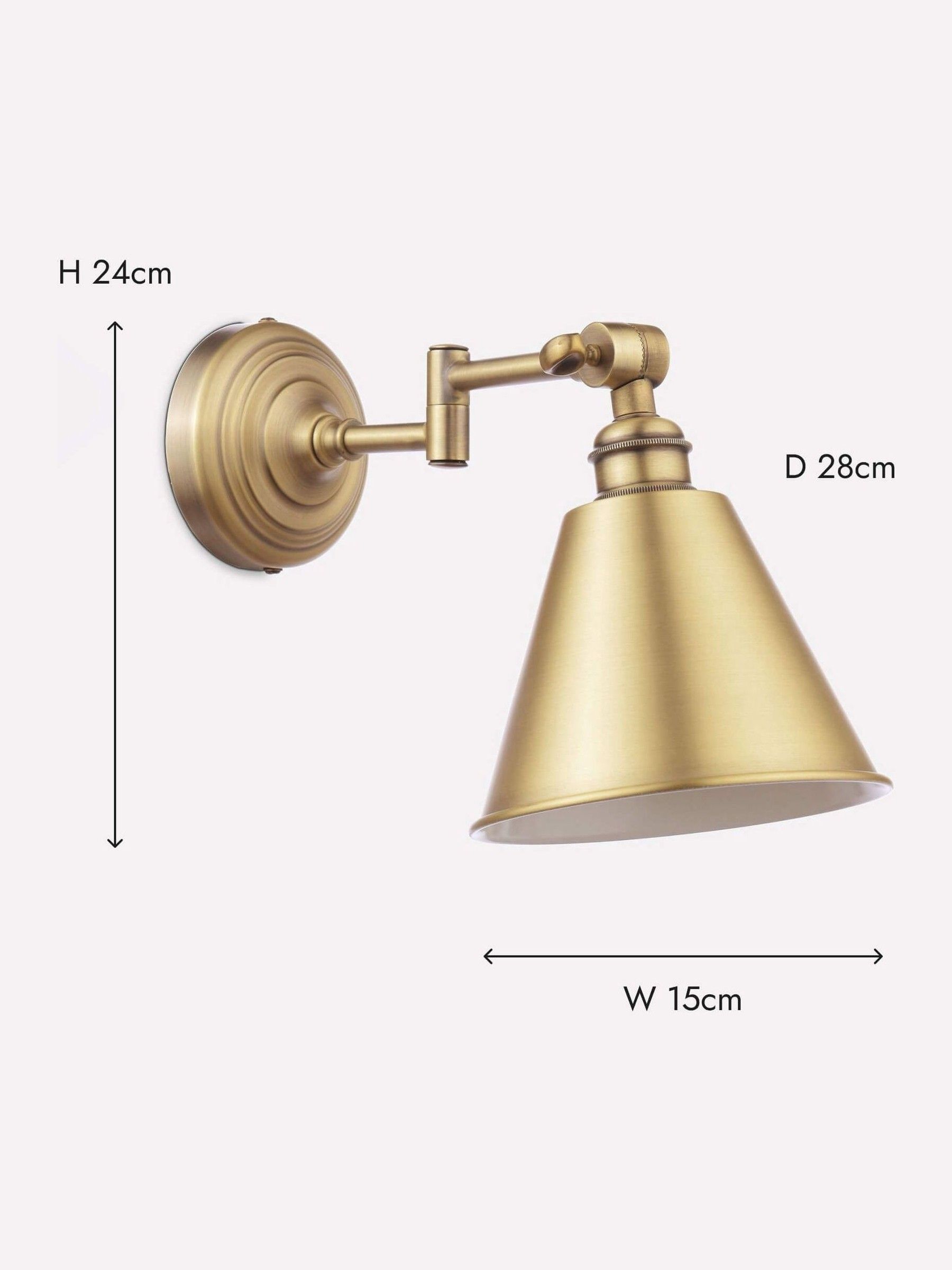 Wollaton Gold Swing Arm Brass Wall Light - Image 9 of 9