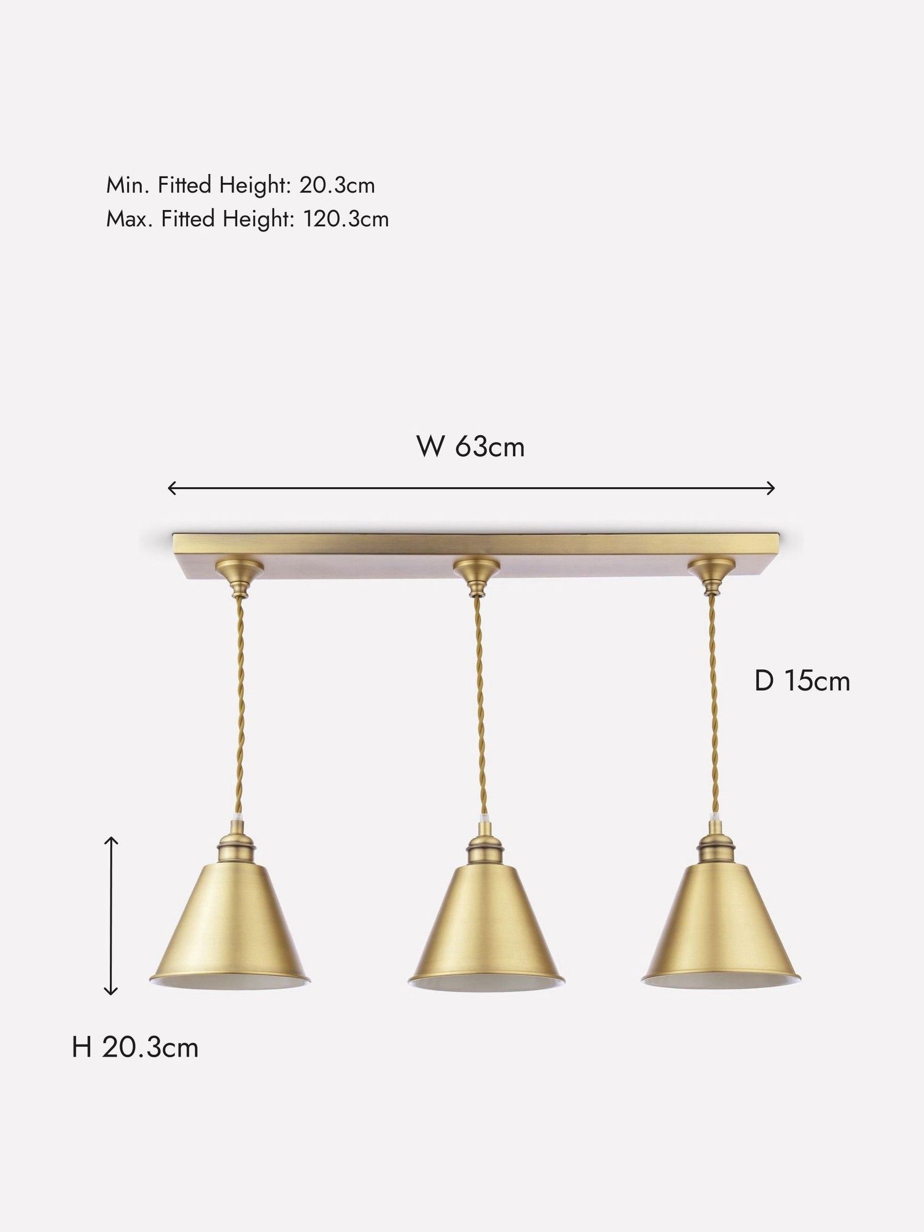 Wollaton Gold 3 Light Brass Ceiling Pendant - Image 7 of 7