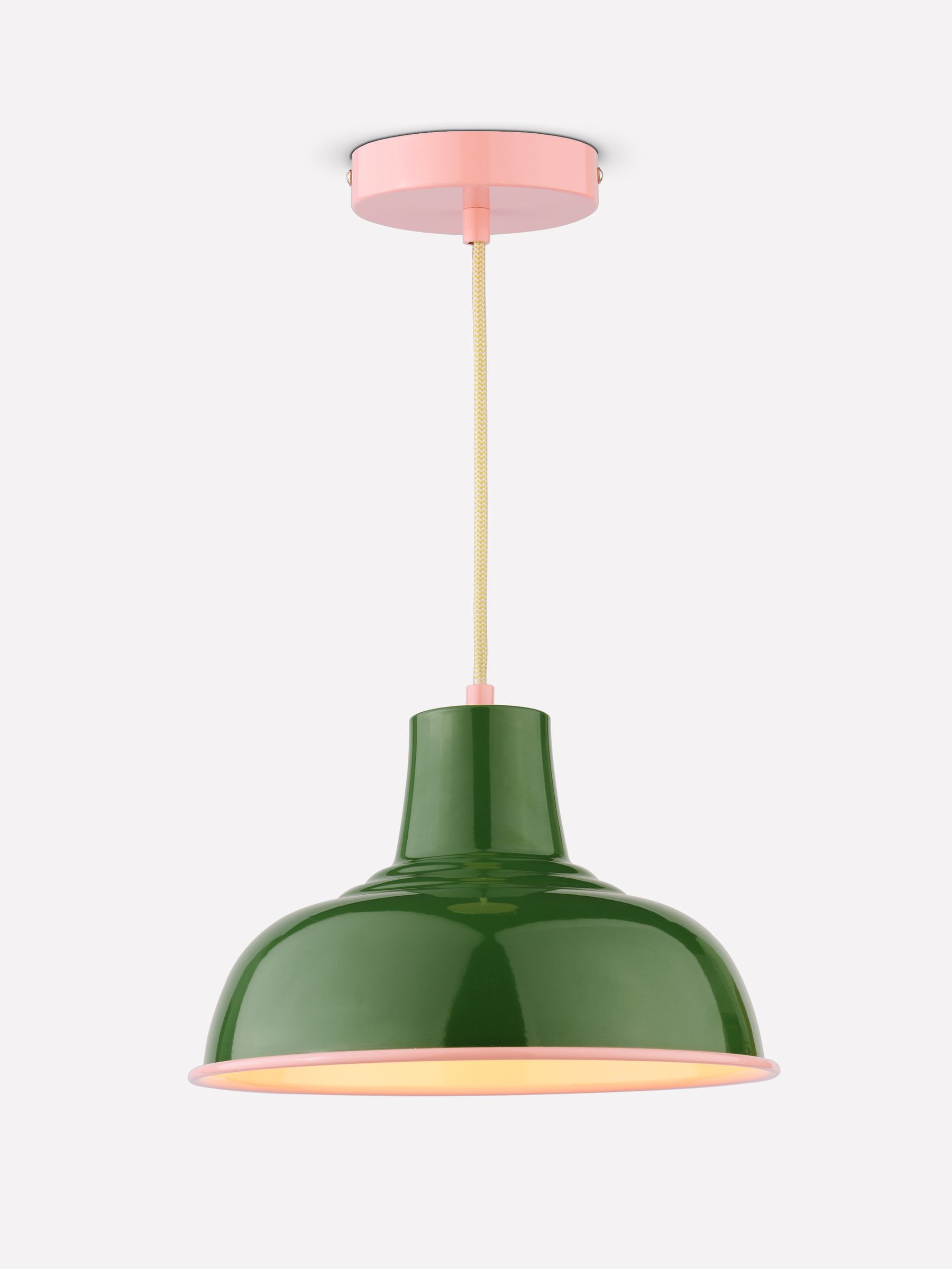 Hatfield Green & Pink Industrial-Style Pendant Light - Image 3 of 6