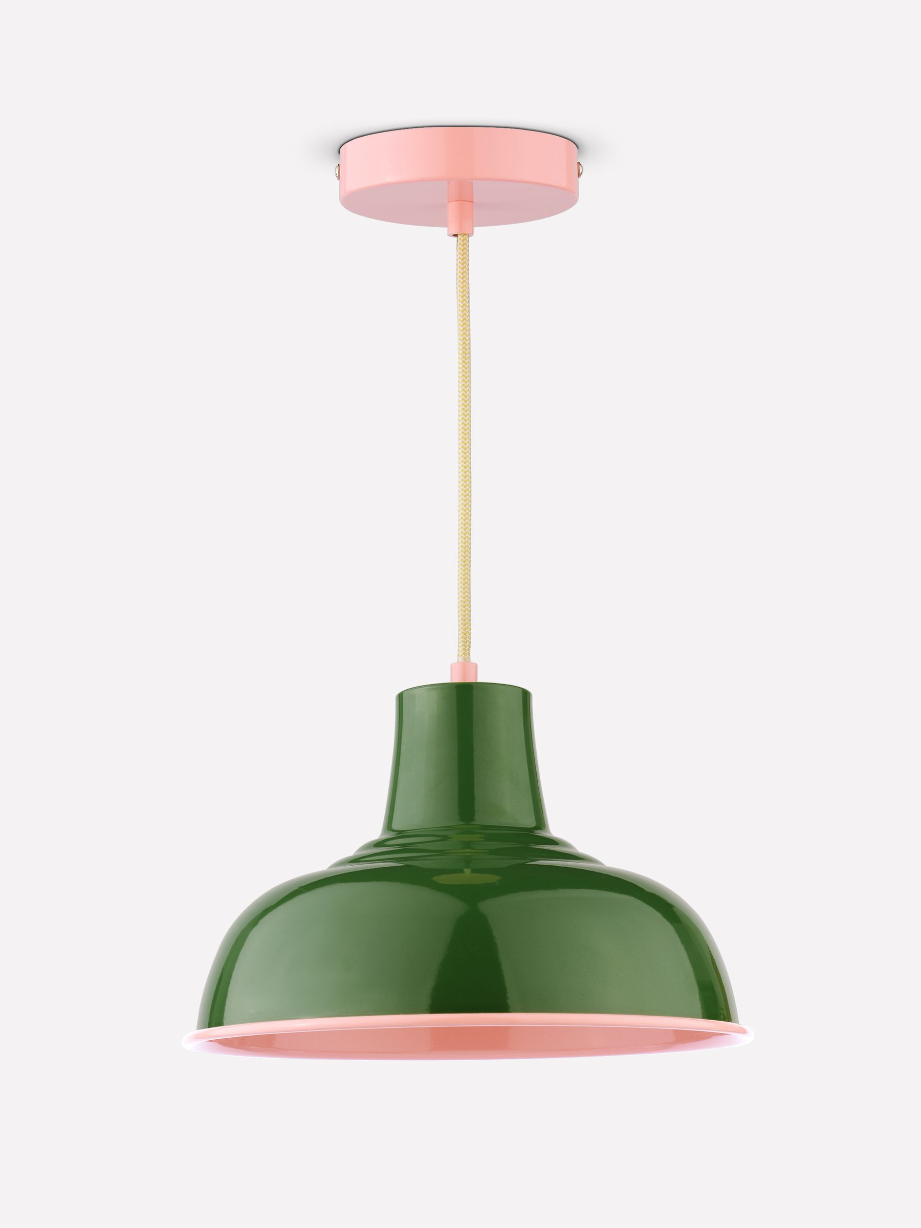 Hatfield Green & Pink Industrial-Style Pendant Light - Image 4 of 6