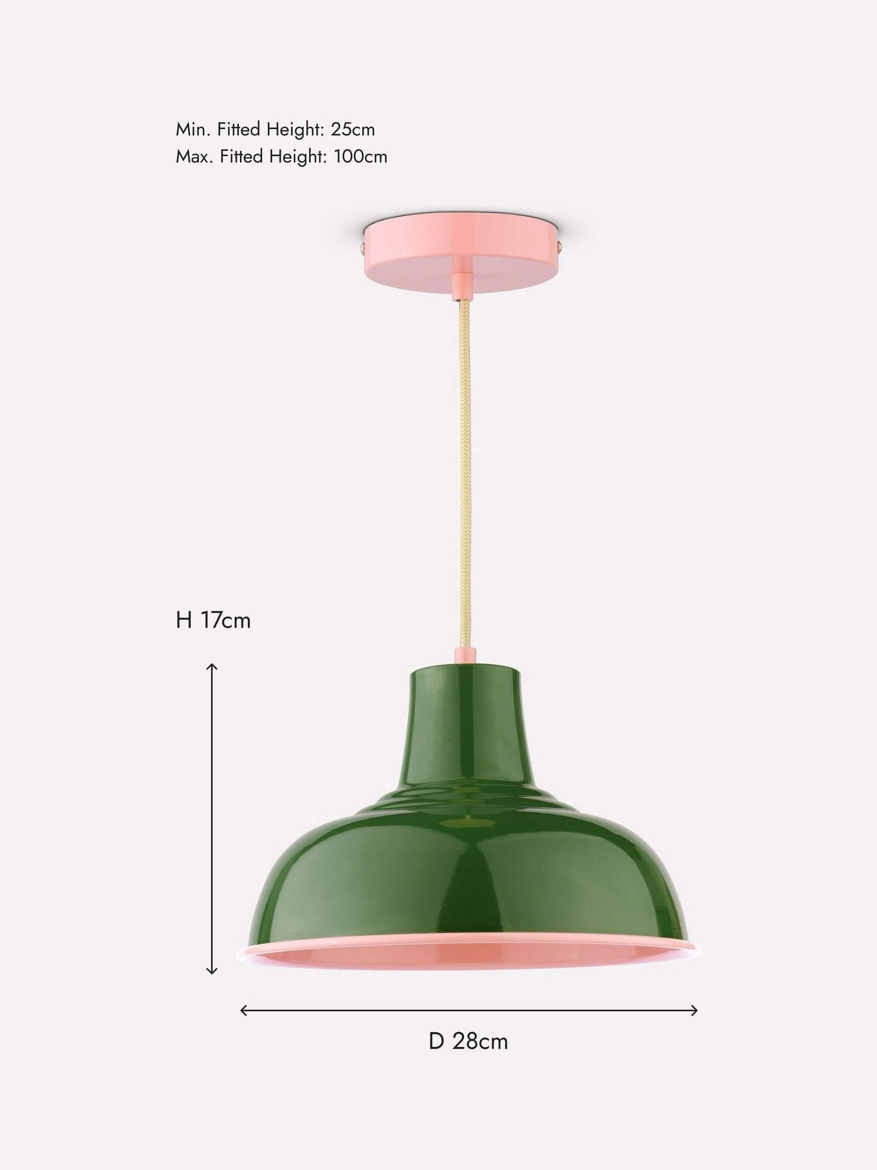 Hatfield Green & Pink Industrial-Style Pendant Light - Image 6 of 6