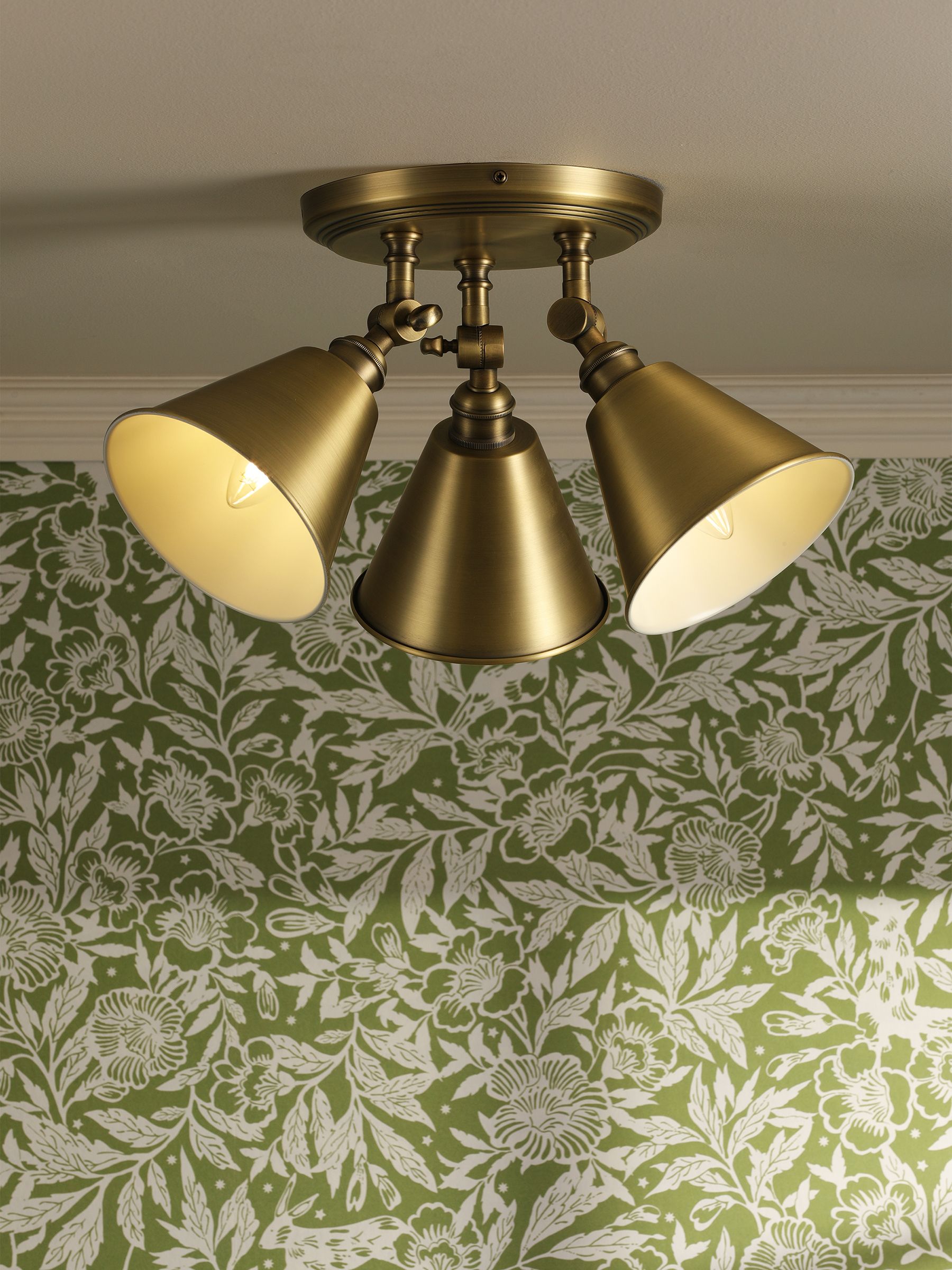 Wollaton Gold Three Way Brass Ceiling Light - Image 1 of 9