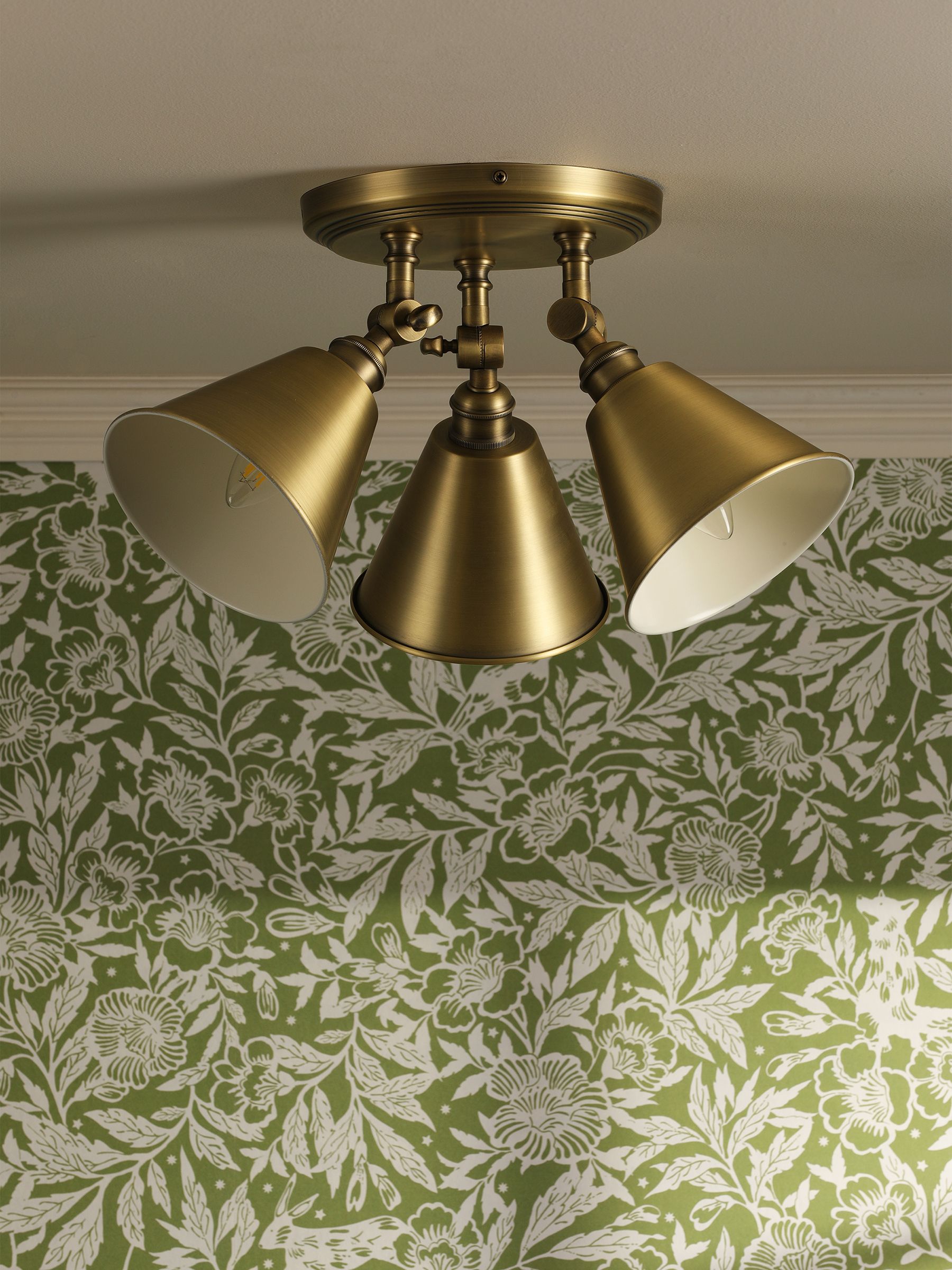 Wollaton Gold Three Way Brass Ceiling Light - Image 2 of 9
